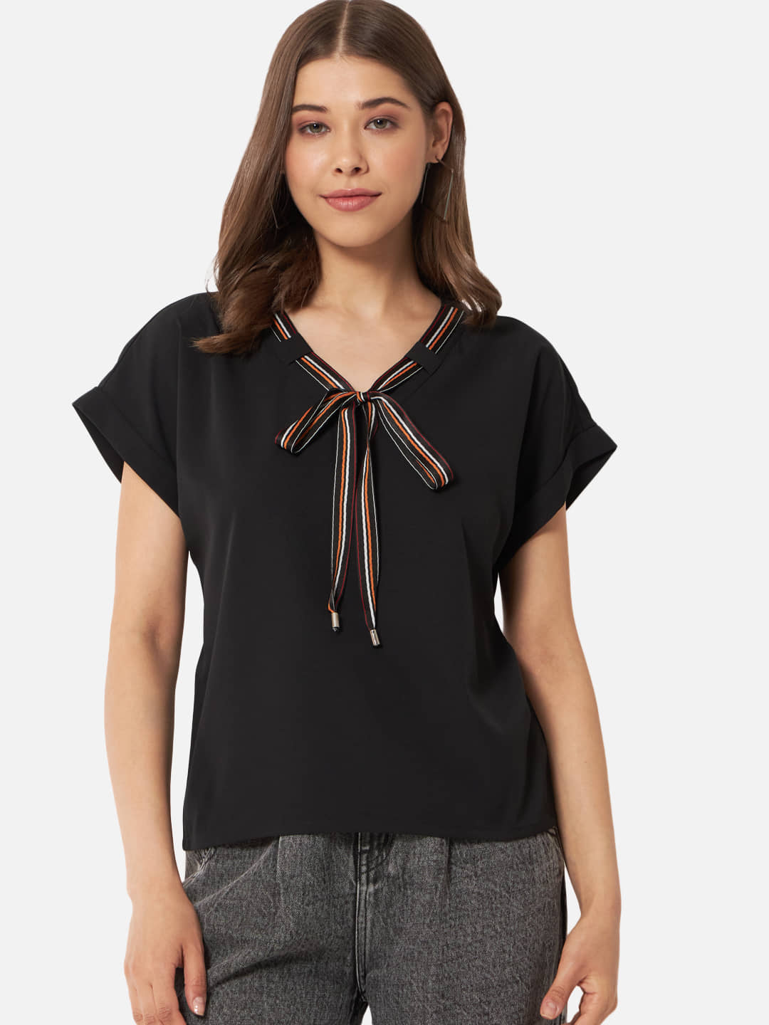 ALL WAYS YOU Women's Crepe Regular Top ( Black )