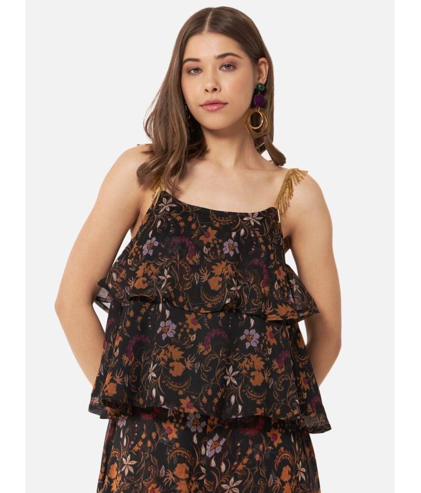 ALL WAYS YOU Women's Georgette Tiered Top ( Black )     			ALL WAYS YOU Women's Georgette Tiered Top ( Black )