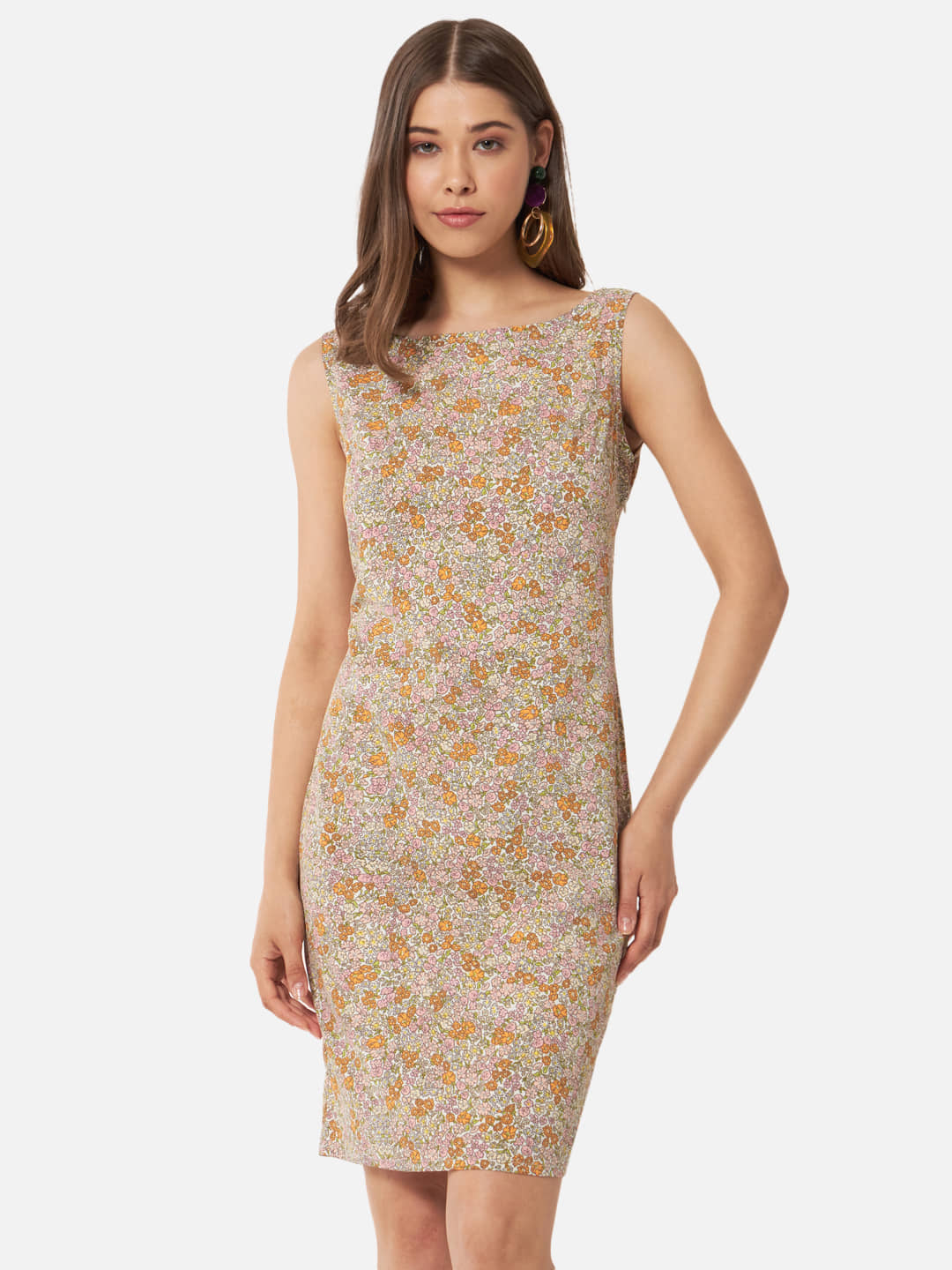 ALL WAYS YOU Women Crepe Printed Bodycon Dress ( Multi Color )