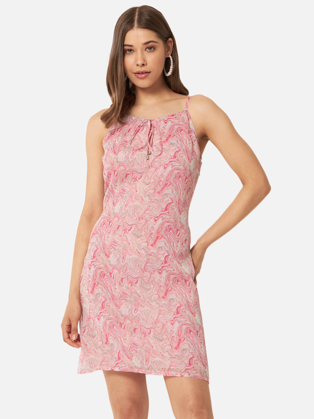     			ALL WAYS YOU Women Georgette Printed Shift Dress ( Multicolor )