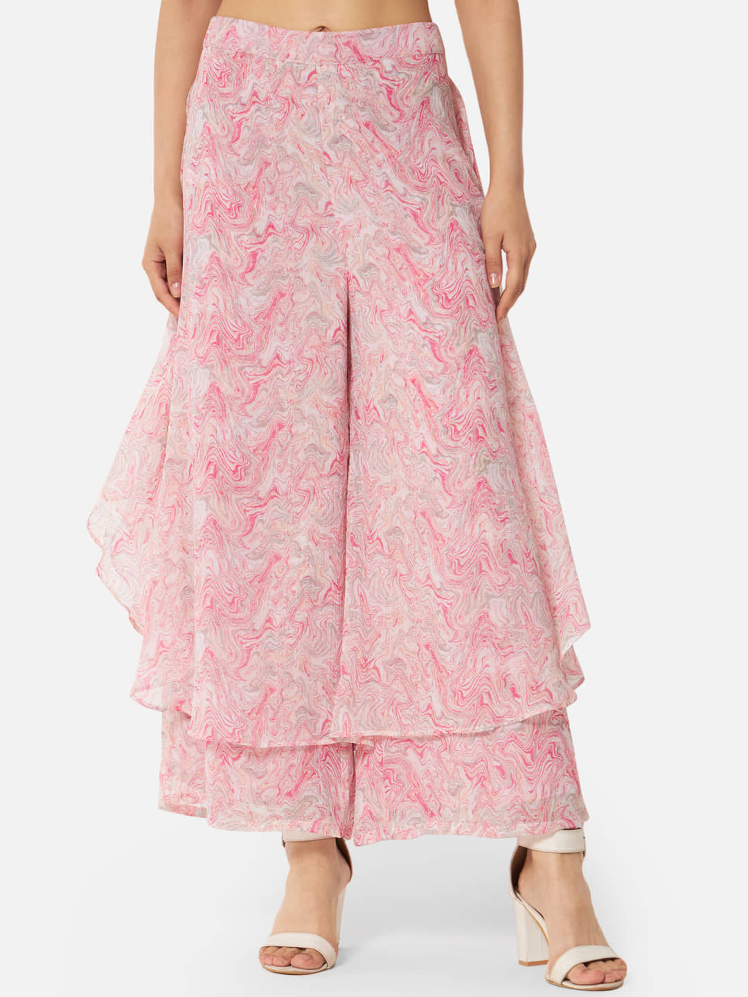 ALL WAYS YOU - Pink Georgette Flared Women's Ruffled Palazzos ( Pack of 1 )