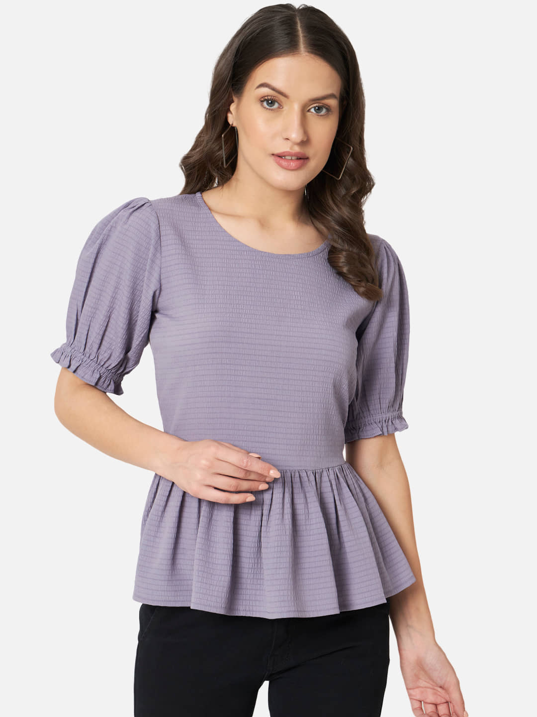 ALL WAYS YOU Women's Crepe Peplum Top ( Purple )