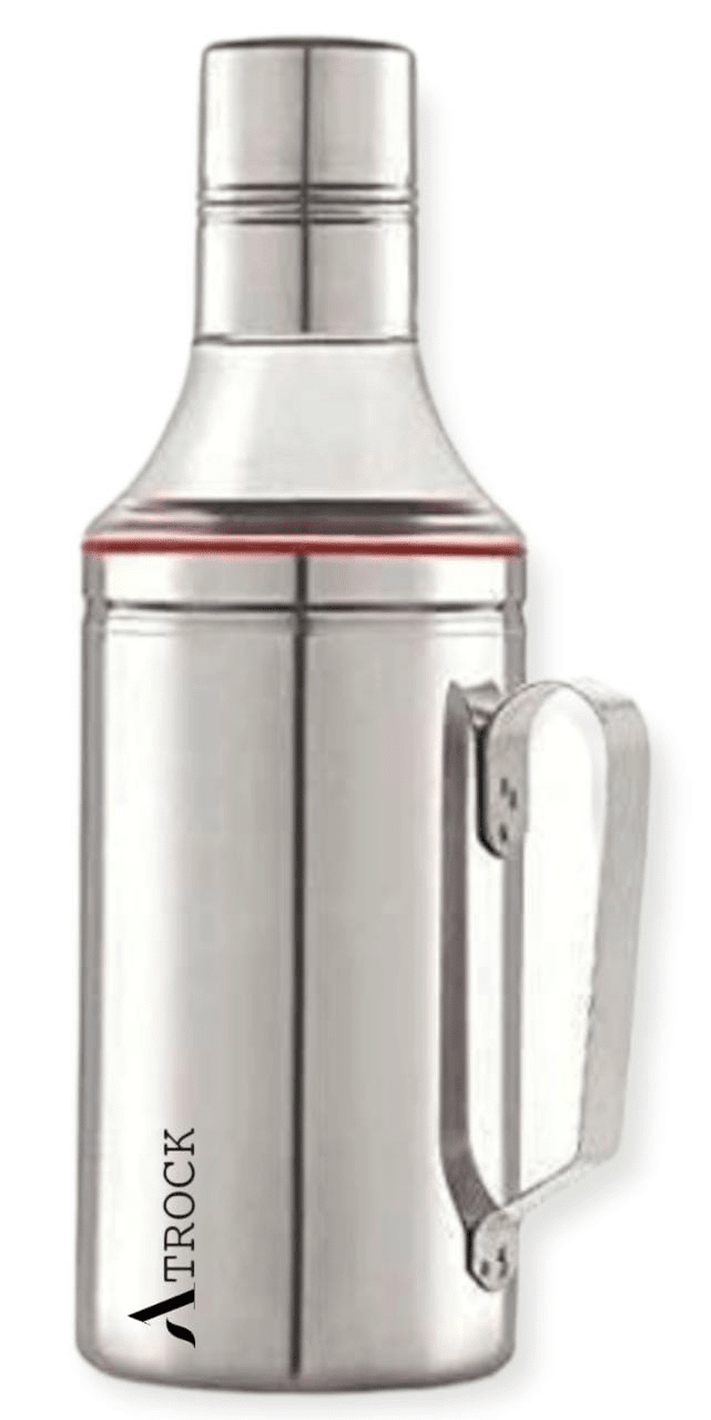     			ATROCK - Oil Dispenser 1litre Steel Silver Oil Container ( Set of 1 )