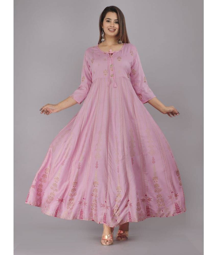 AVEITH - Pink Rayon Women's Anarkali Kurti ( Pack of 1 ) AVEITH - Pink Rayon Women's Anarkali Kurti ( Pack of 1 )