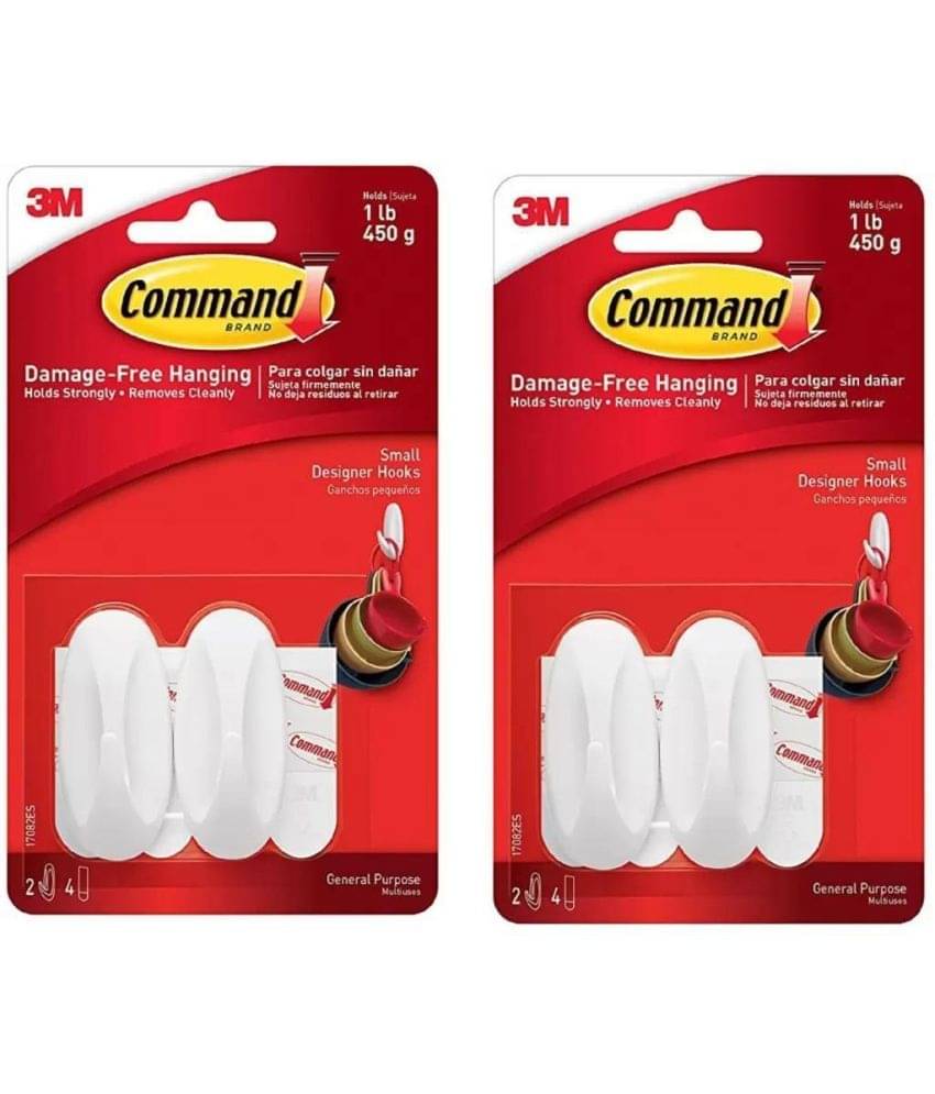     			3M Command 17082 Small Designer Hooks- 4 Hooks, 8 strips Hook 4 (Pack of 2)