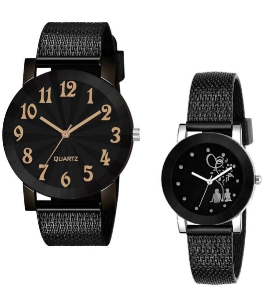     			Cosmic - Black Resin Analog Couple's Watch