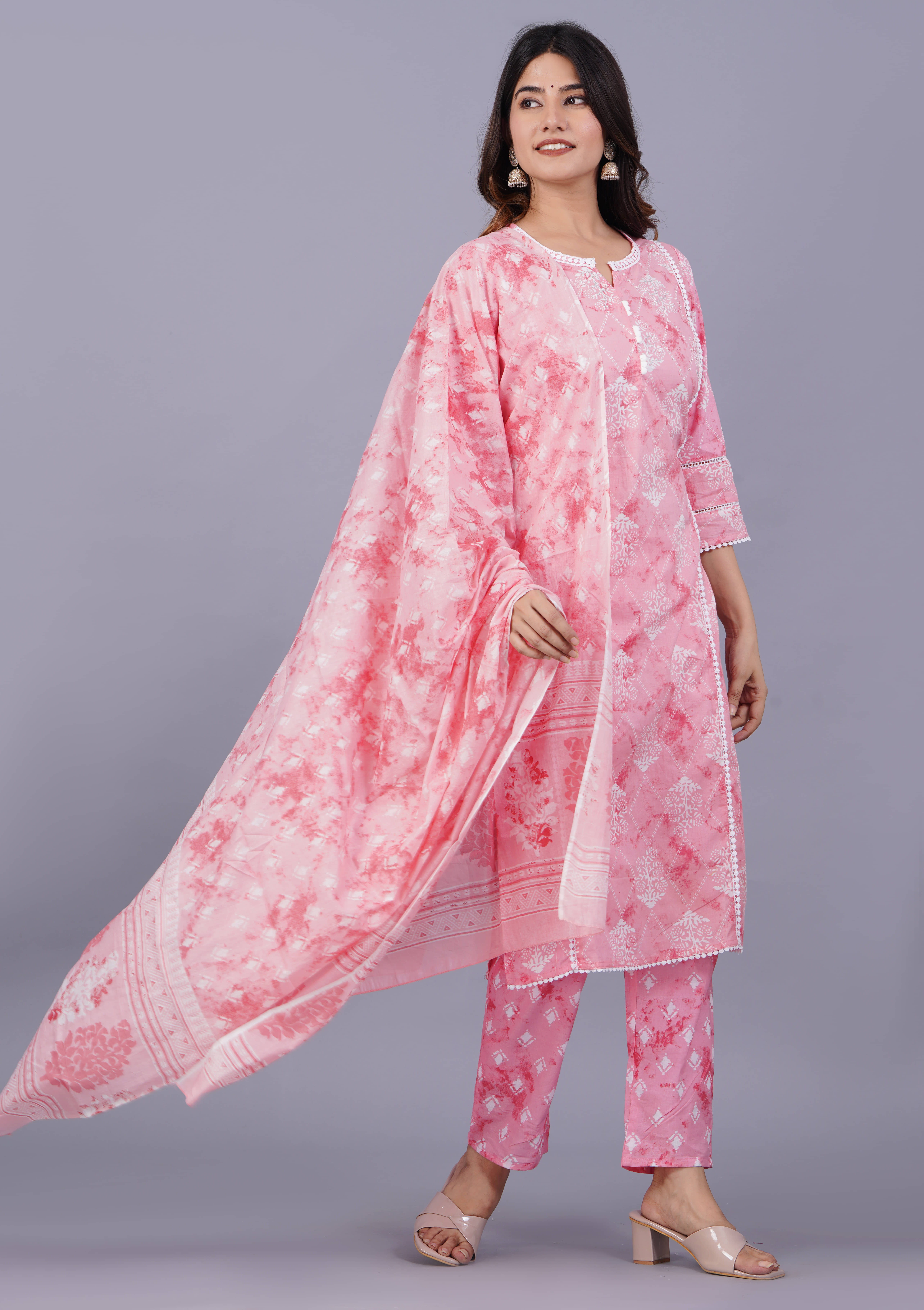 Doriya - Pink Straight Cotton Blend Women's Stitched Salwar Suit ( Pack of 1 )