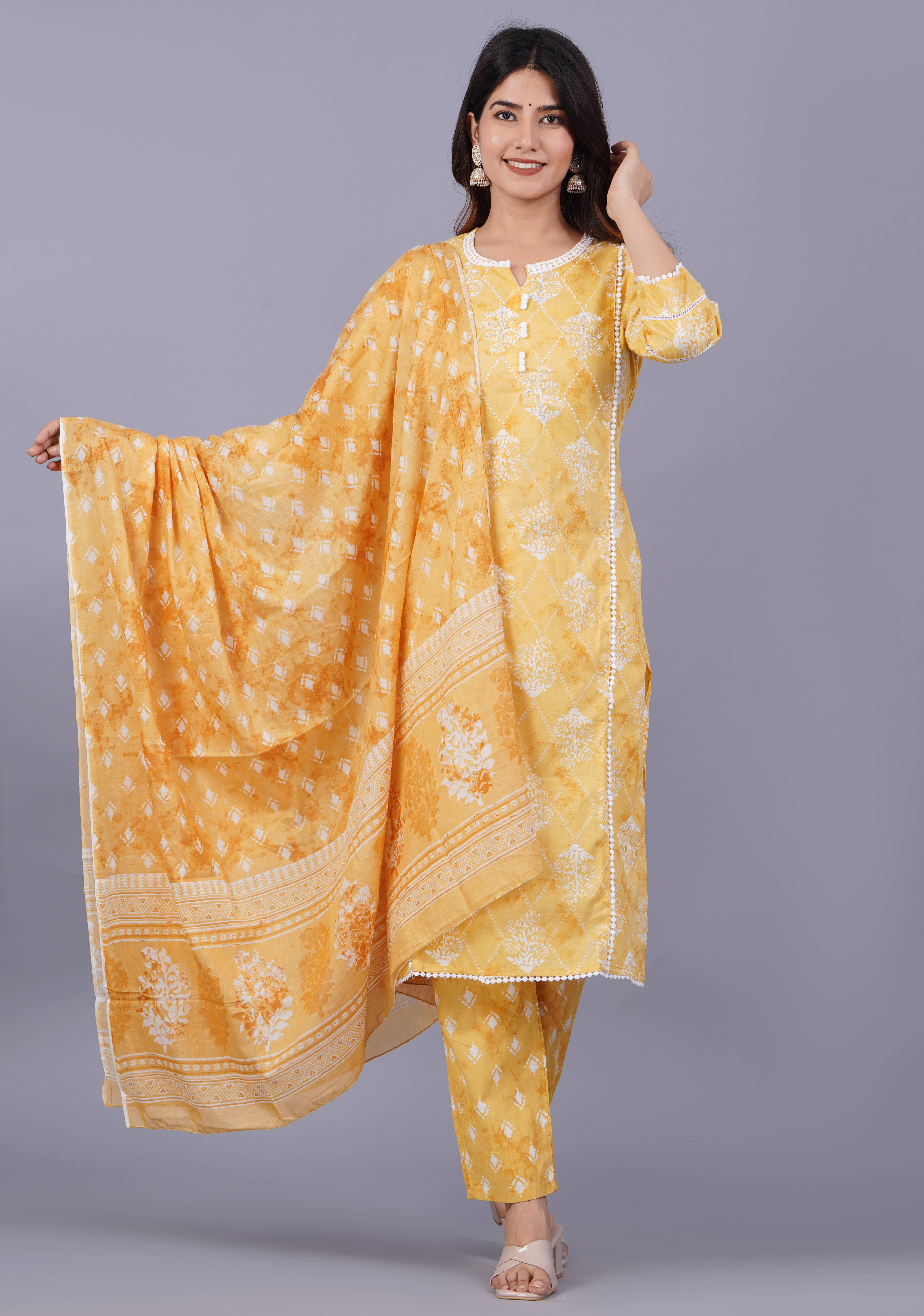 Doriya - Yellow Straight Cotton Blend Women's Stitched Salwar Suit ( Pack of 1 ) Doriya - Yellow Straight Cotton Blend Women's Stitched Salwar Suit ( Pack of 1 )