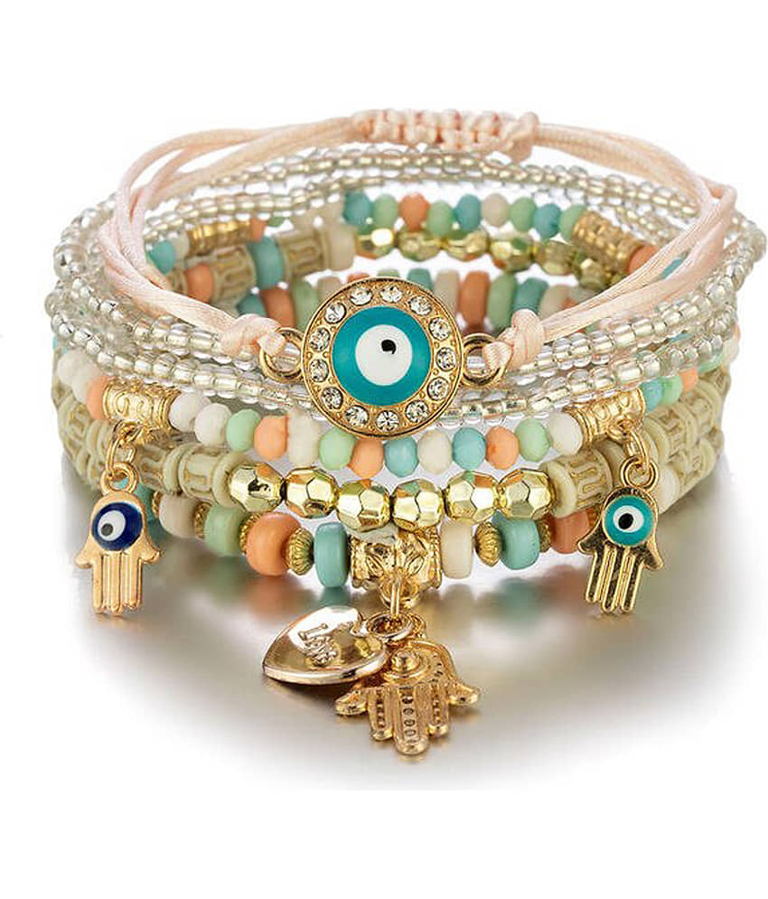 FASHION FRILL - White Bracelet ( Pack of 6 ) - Bangles & Bracelets | Buy online on ZillyBuy
