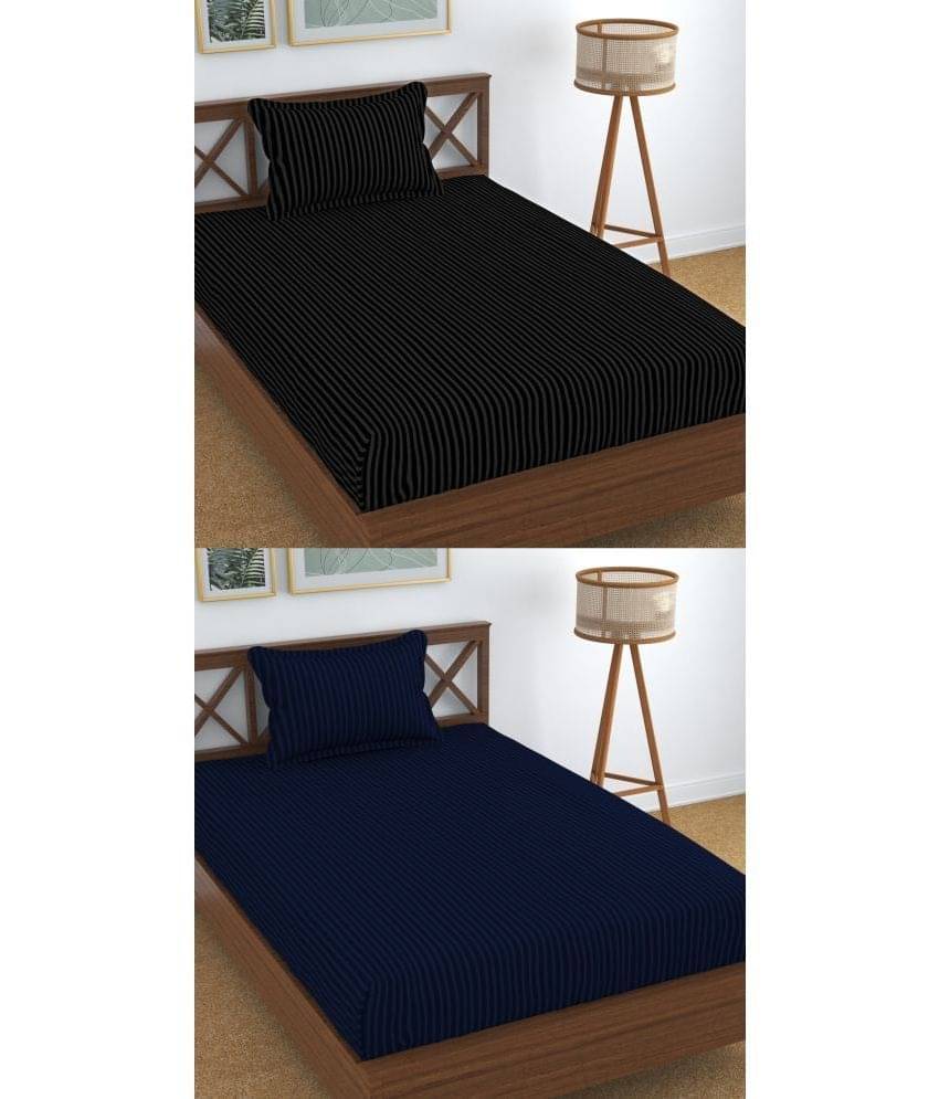     			Homefab India Cotton Single Bedsheet ( Navy Blue )