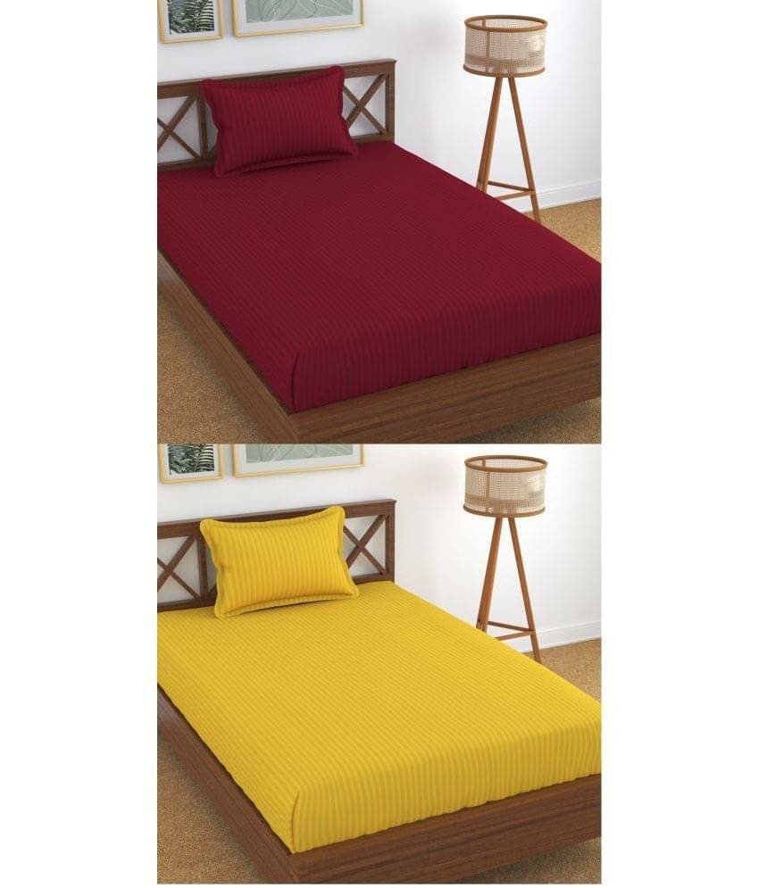     			Homefab India Cotton Single Bedsheet ( Yellow )