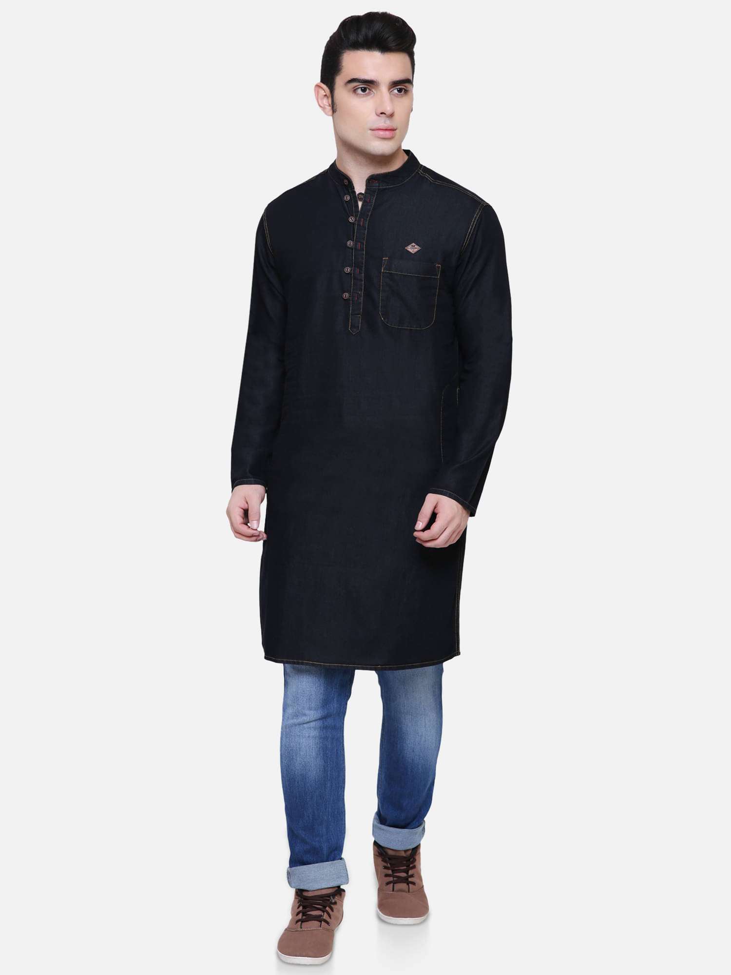     			Kuons Avenue - Black Cotton Men's Regular Kurta ( Pack of 1 )