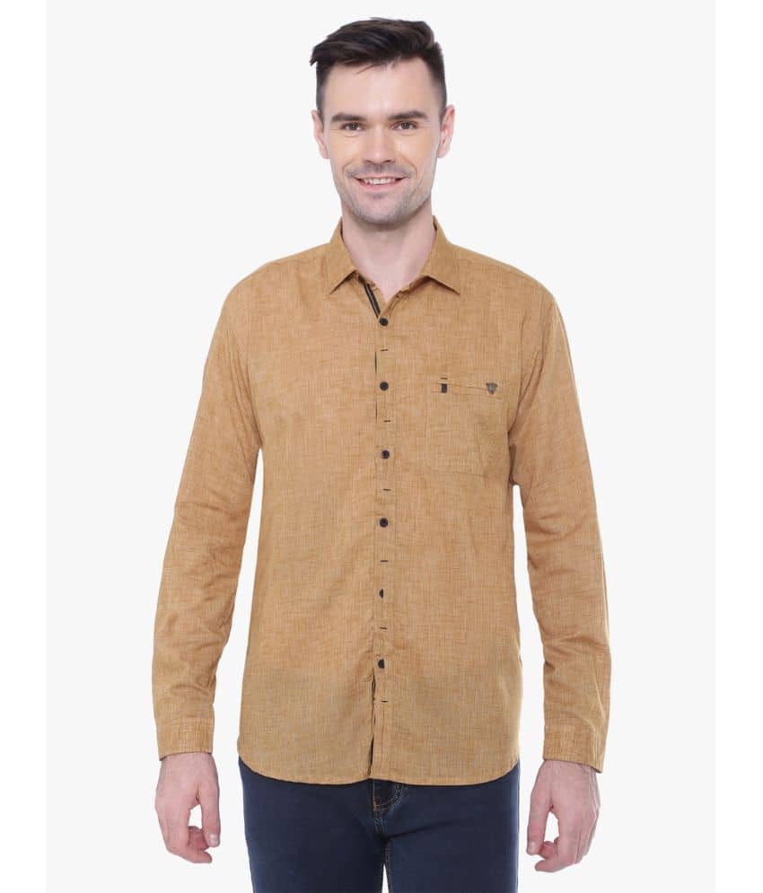 Kuons Avenue - Khaki Linen Regular Fit Men's Casual Shirt ( Pack of 1 )