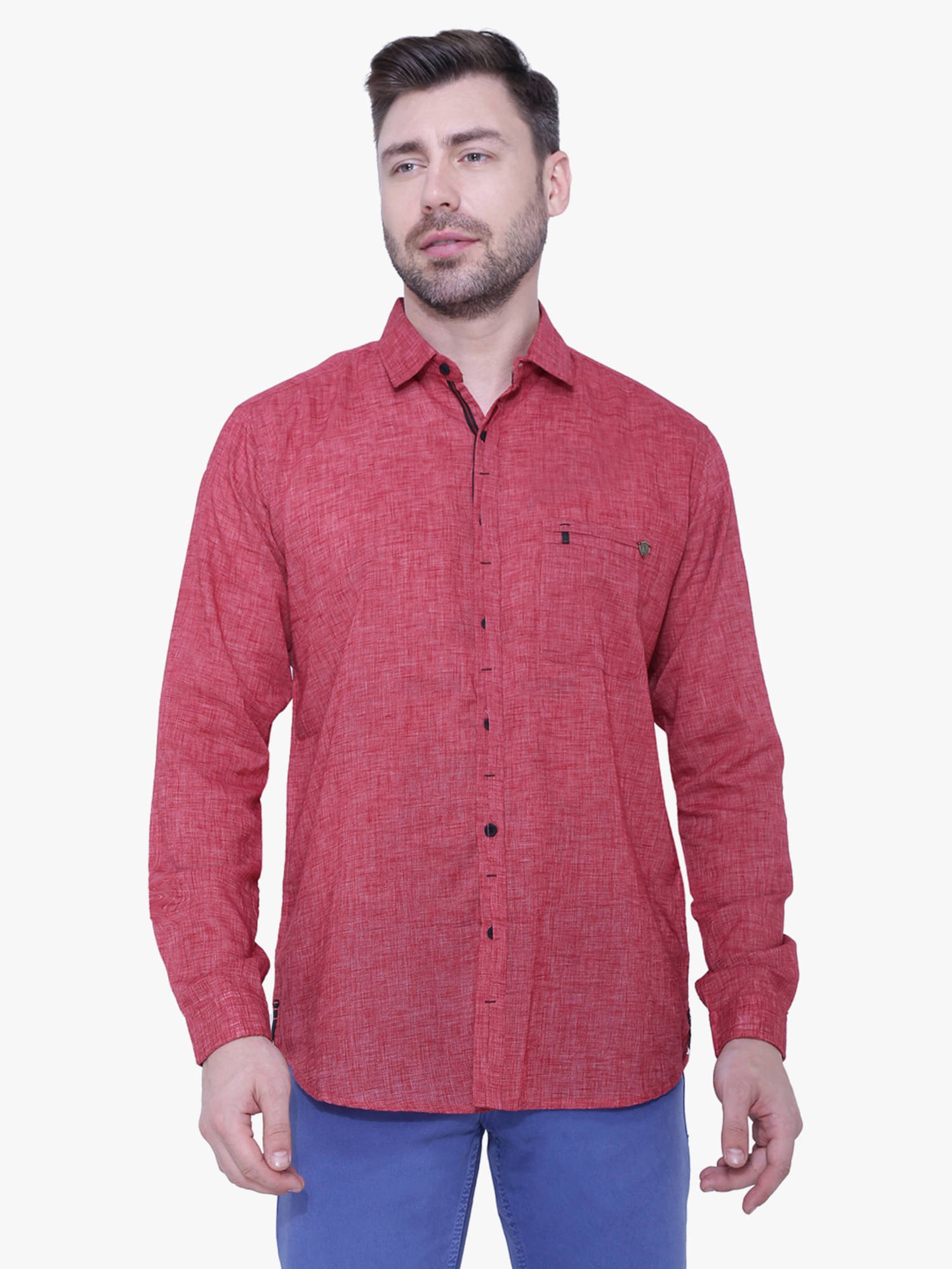 Kuons Avenue - Red Linen Slim Fit Men's Casual Shirt ( Pack of 1 ) Kuons Avenue - Red Linen Slim Fit Men's Casual Shirt ( Pack of 1 )