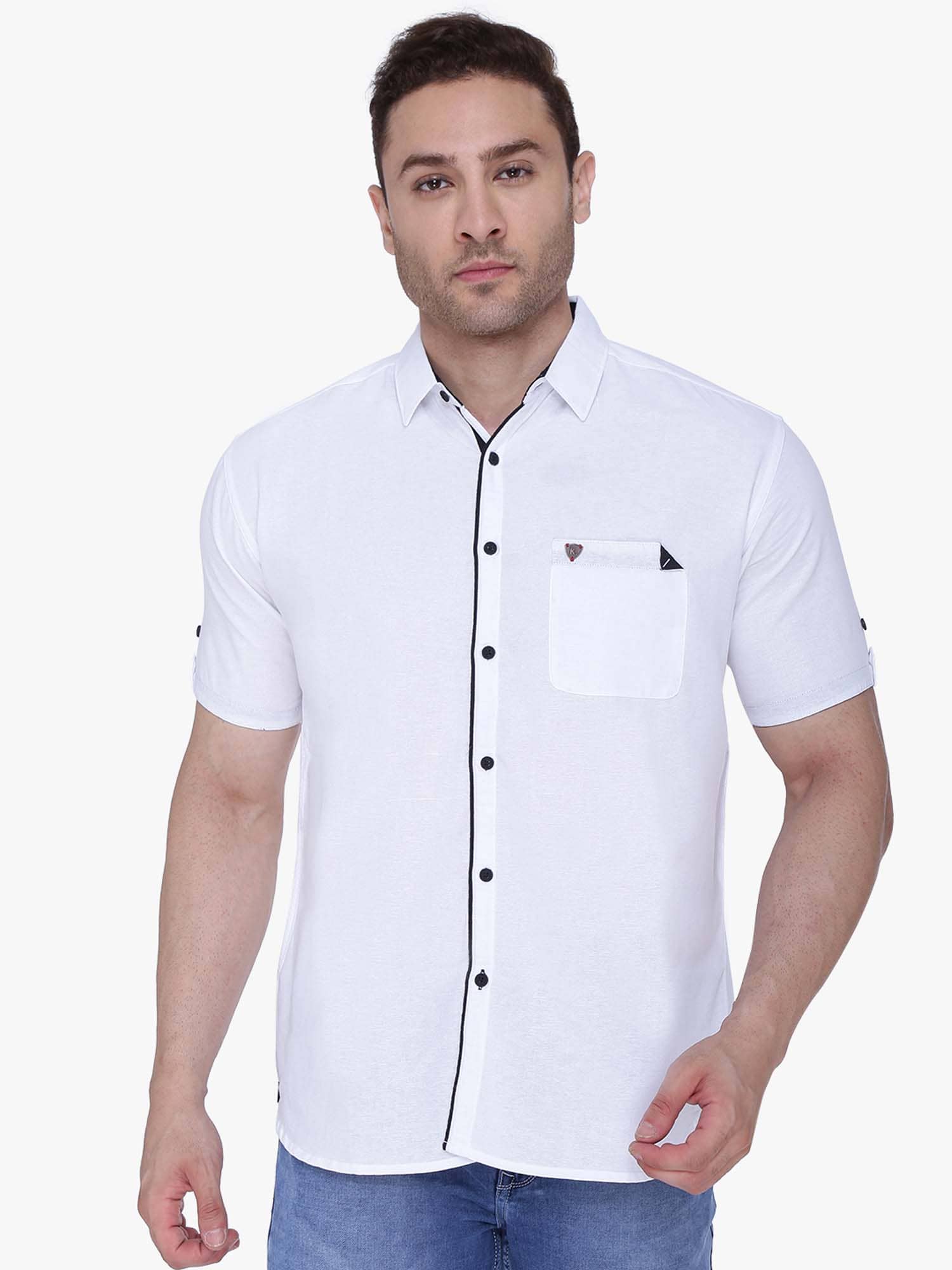 Kuons Avenue - White Linen Slim Fit Men's Casual Shirt ( Pack of 1 )