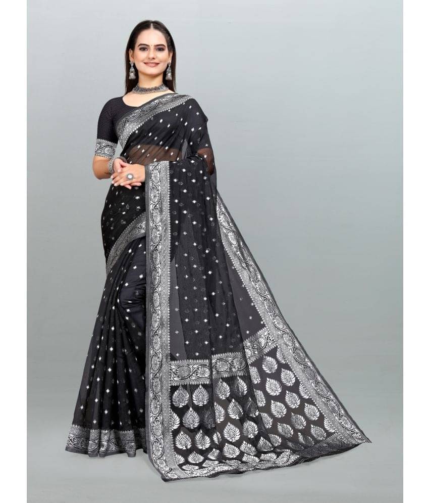 Om Shantam Sarees Organza Self Design Saree With Unstitched Blouse Piece ( Black ) Om Shantam Sarees Organza Self Design Saree With Unstitched Blouse Piece ( Black )