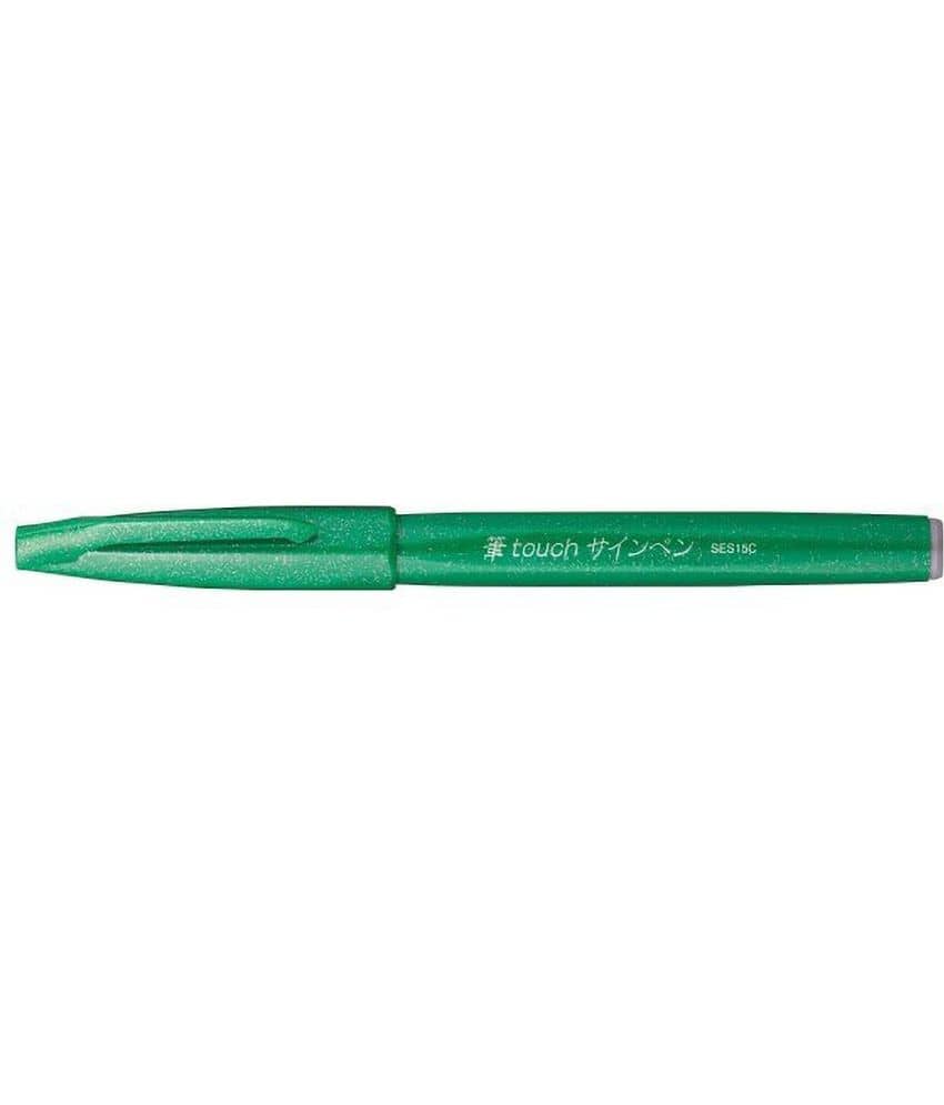 PENTEL SES15C Fine & Flexible Brush Tip Nib Sketch Pens  with Washable Ink (Set of 2, Green)
