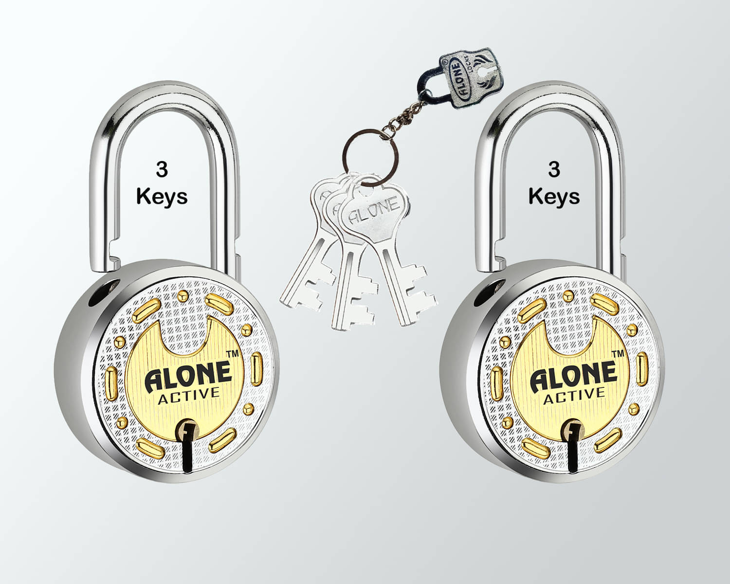Round 2 Padlock 65mm Brass Top 3 Same Keys Double Locking Padlock for Home Door gate Shop Shutter Grill Chrome & Gold Finish Round 2 Padlock 65mm Brass Top 3 Same Keys Double Locking Padlock for Home Door gate Shop Shutter Grill Chrome & Gold Finish