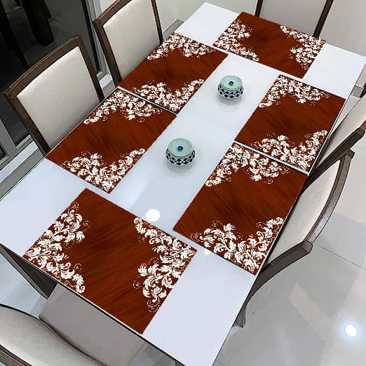 SANRAHSSAN PVC Floral Rectangle Table Mats ( 44 cm x 32 cm ) Pack of 6 - Multi