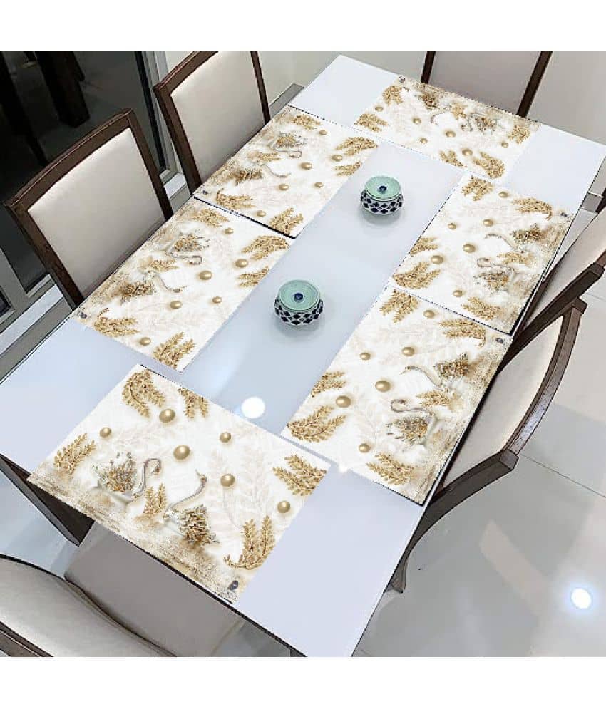 SANRAHSSAN PVC Floral Rectangle Table Mats ( 44 cm x 32 cm ) Pack of 6 - Multi