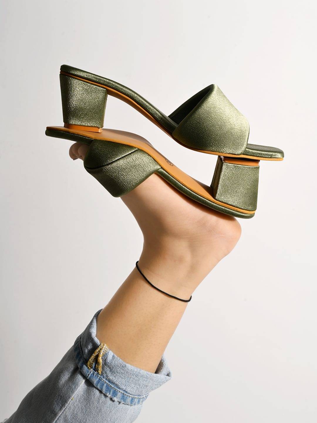     			Shoetopia - Green Women's Slip On Heels