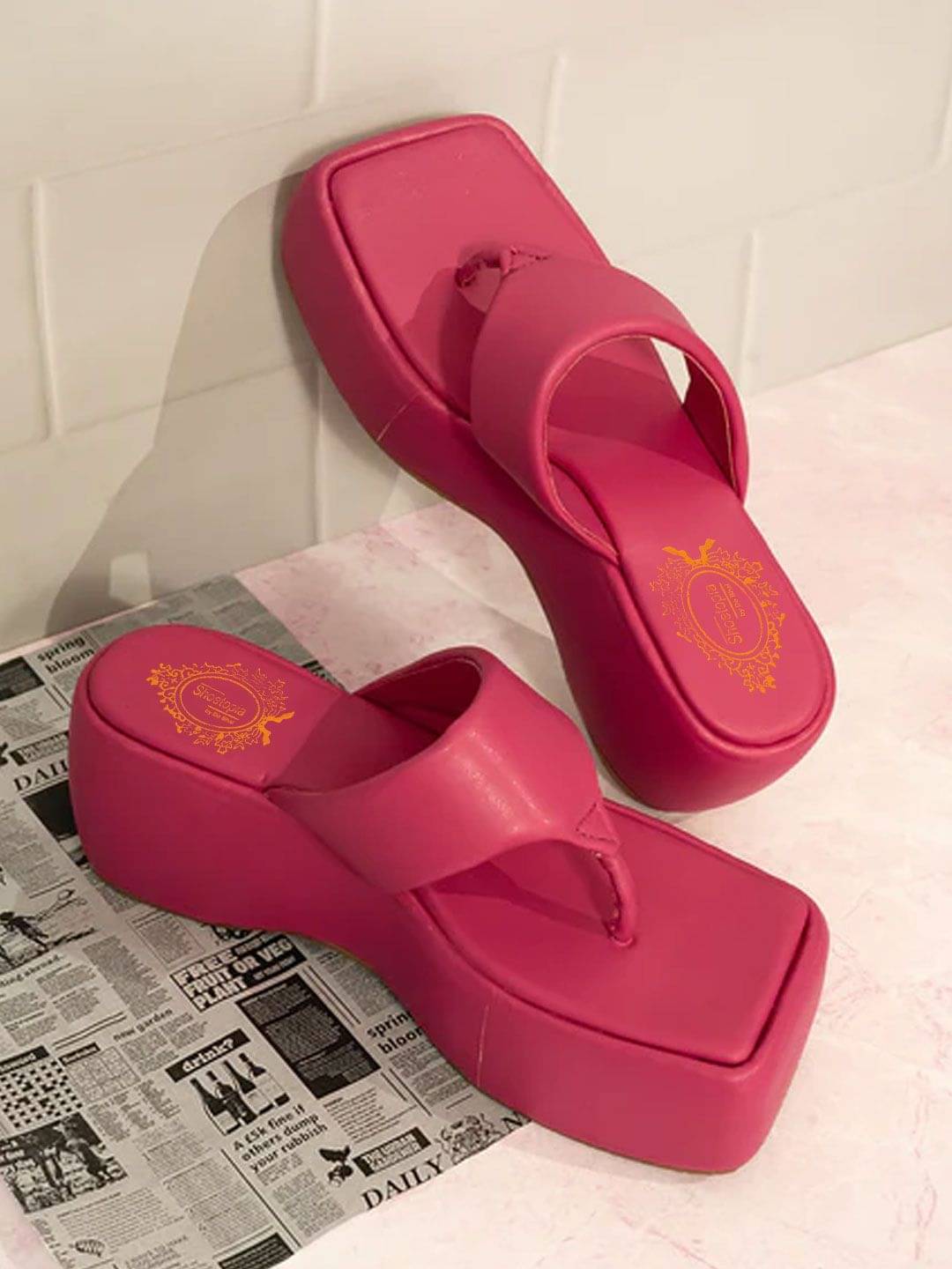 Shoetopia - Pink Women's Slip On Heels Shoetopia - Pink Women's Slip On Heels