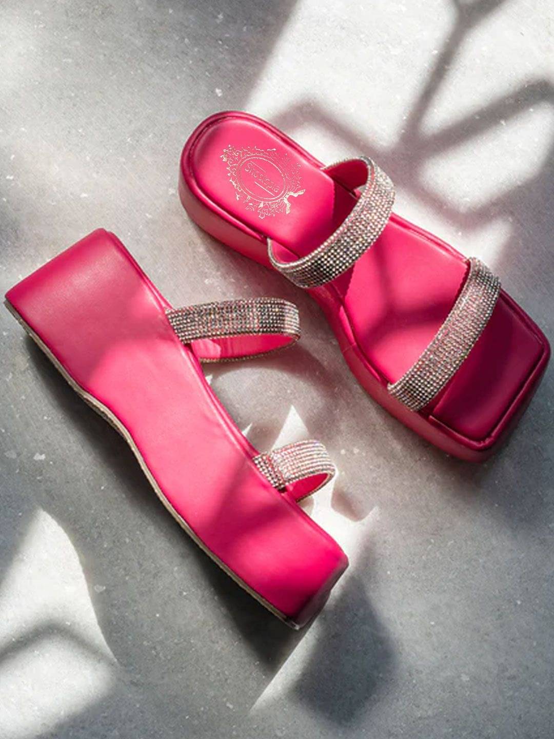 Shoetopia - Pink Women's Slip On Heels Shoetopia - Pink Women's Slip On Heels