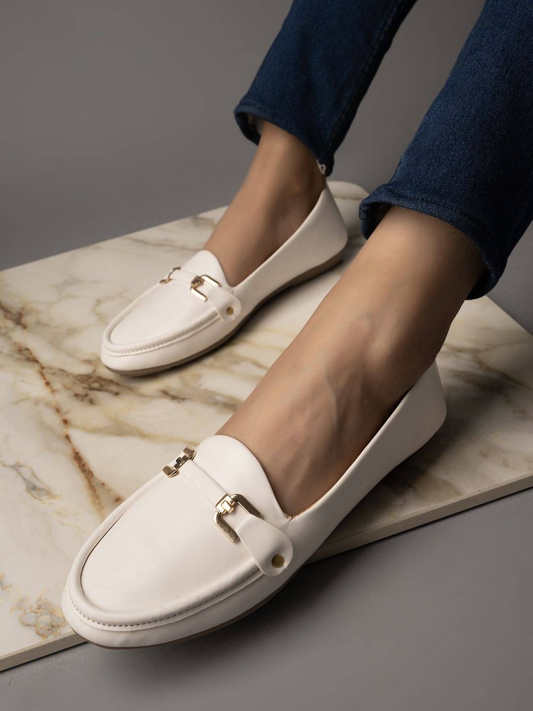    			Shoetopia - White Women's Loafers