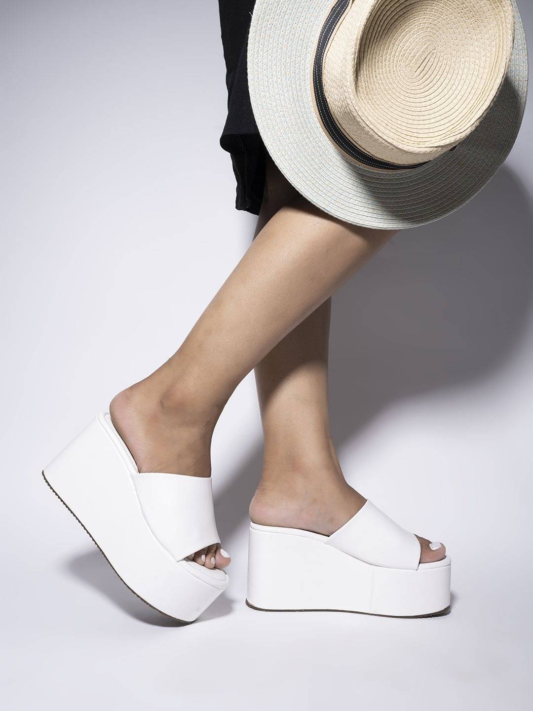     			Shoetopia - White Women's Slip On Heels