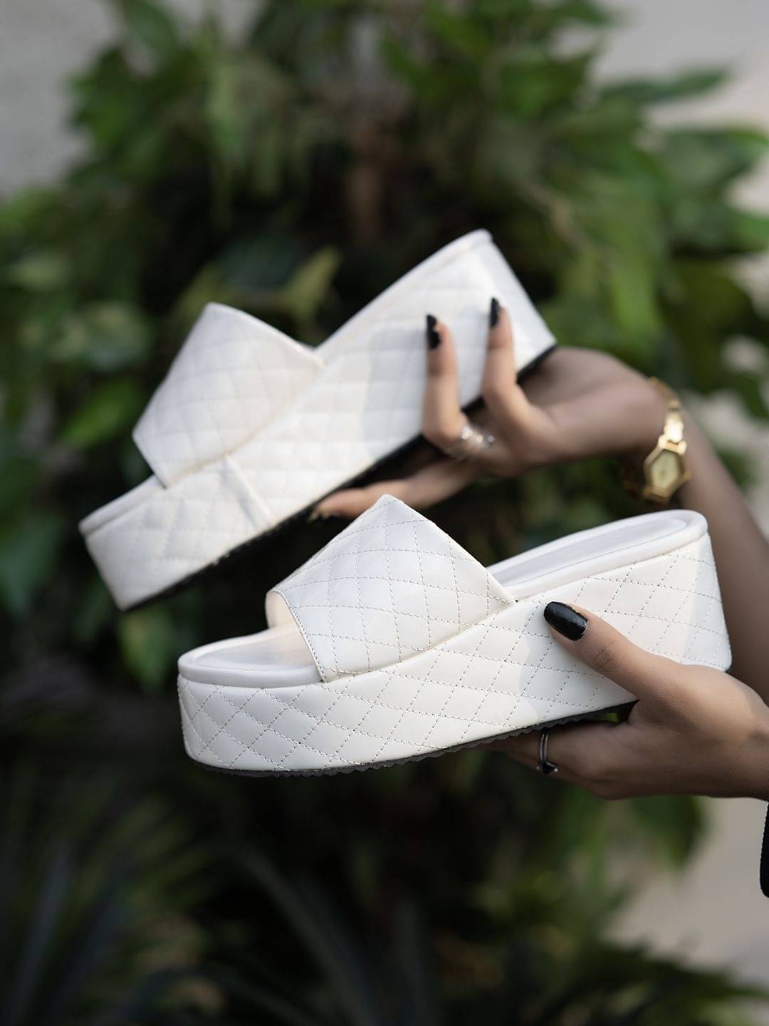 Shoetopia - White Women's Slip On Heels Shoetopia - White Women's Slip On Heels