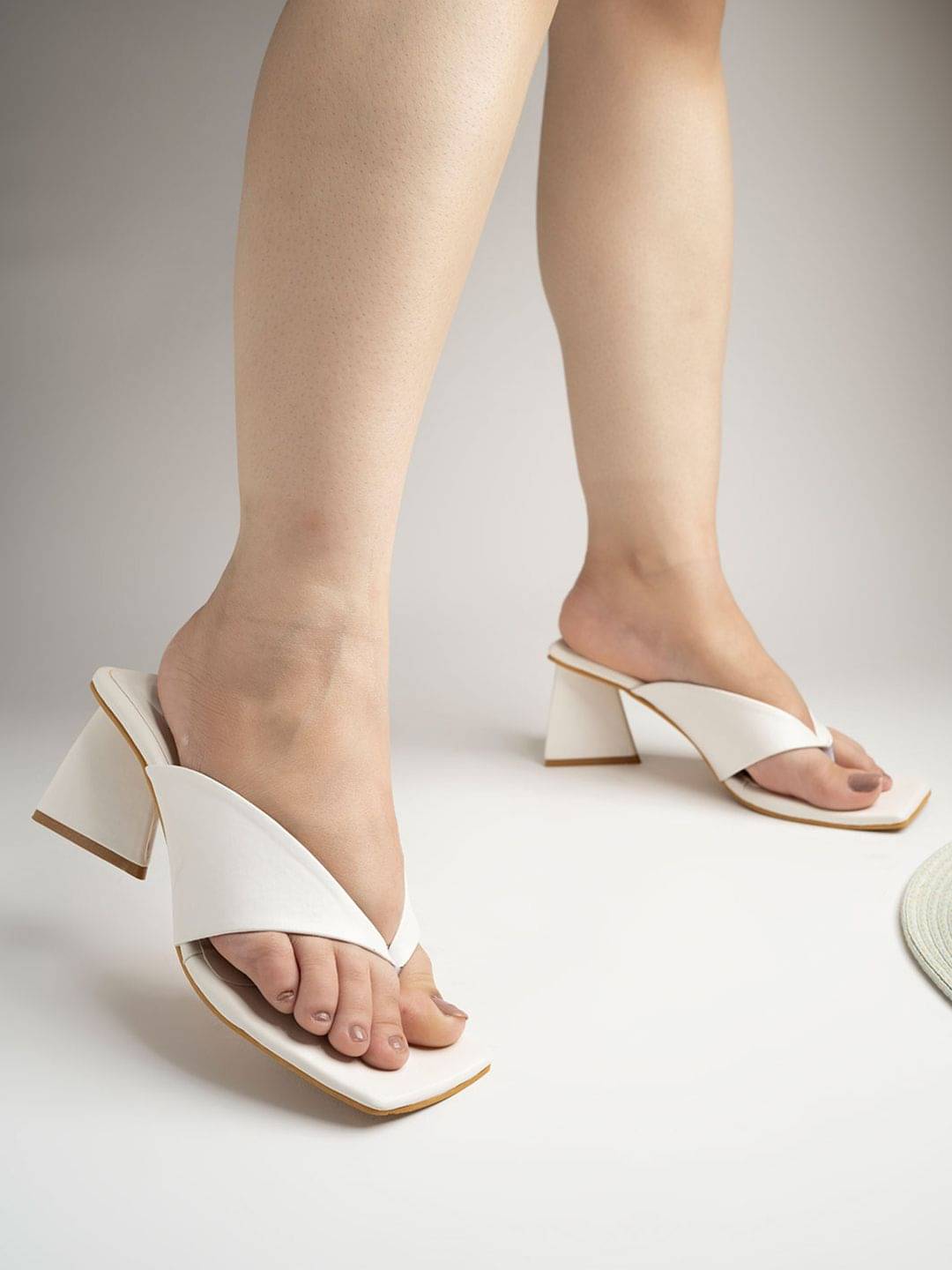 Shoetopia - White Women's Slip On Heels Shoetopia - White Women's Slip On Heels