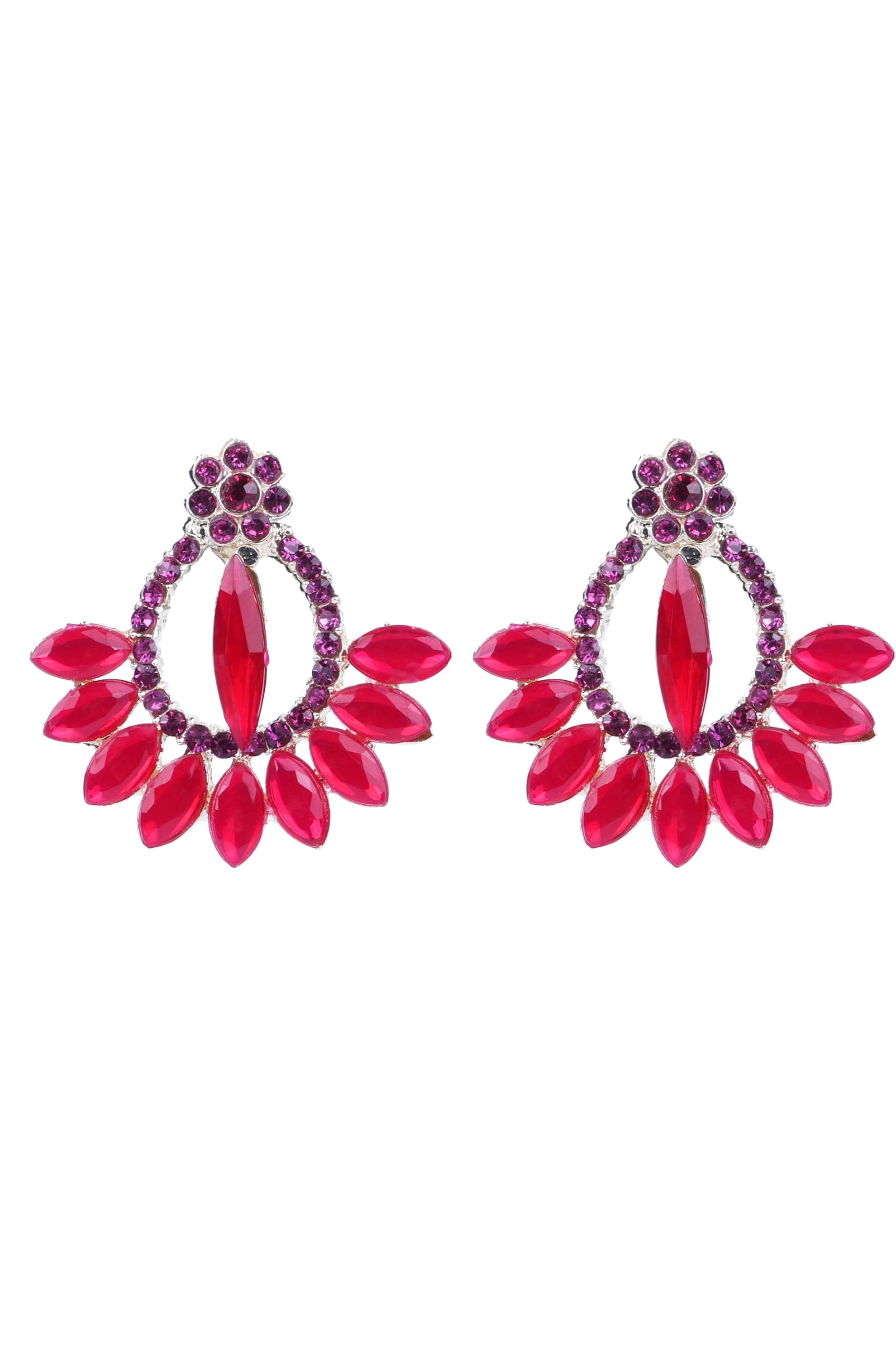     			Sunhari Jewels - Red Stud Earrings ( Pack of 1 )