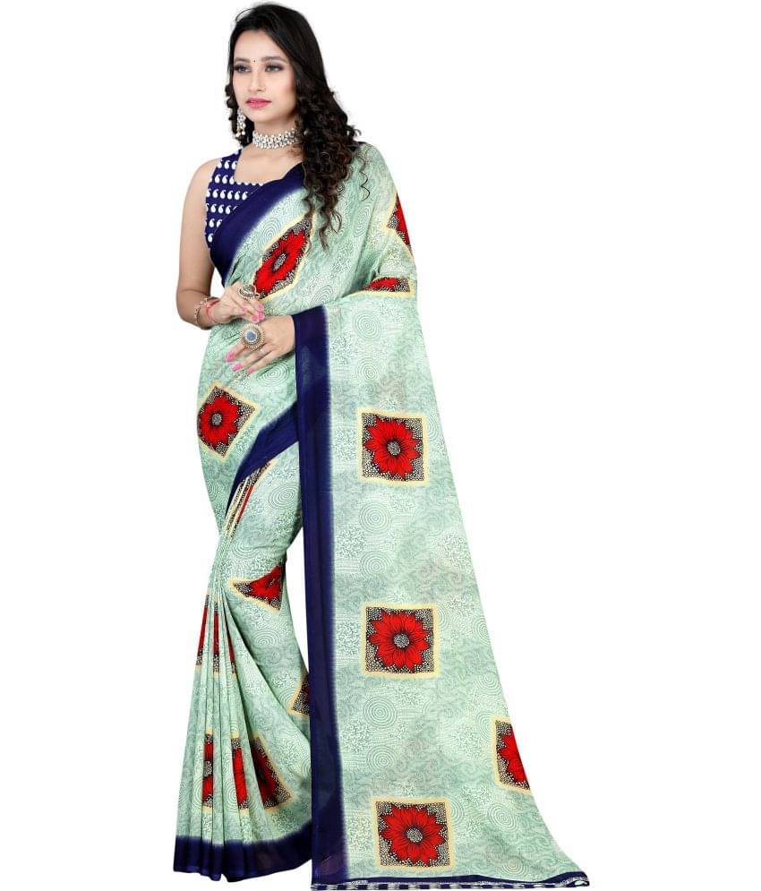     			LEELAVATI Georgette Printed Saree With Unstitched Blouse Piece ( Grey )