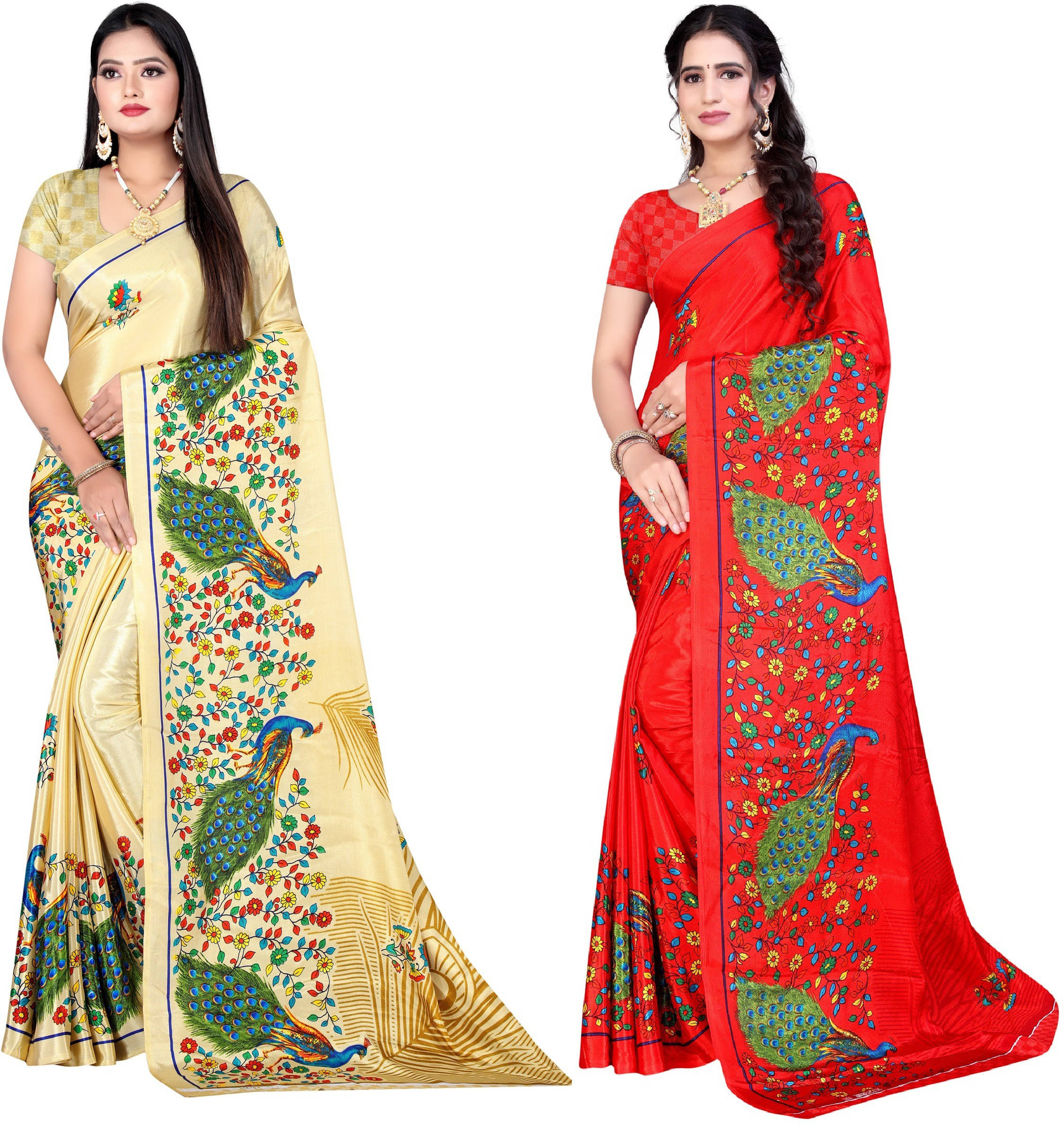     			LEELAVATI Crepe Printed Saree With Unstitched Blouse Piece ( Multicolor )