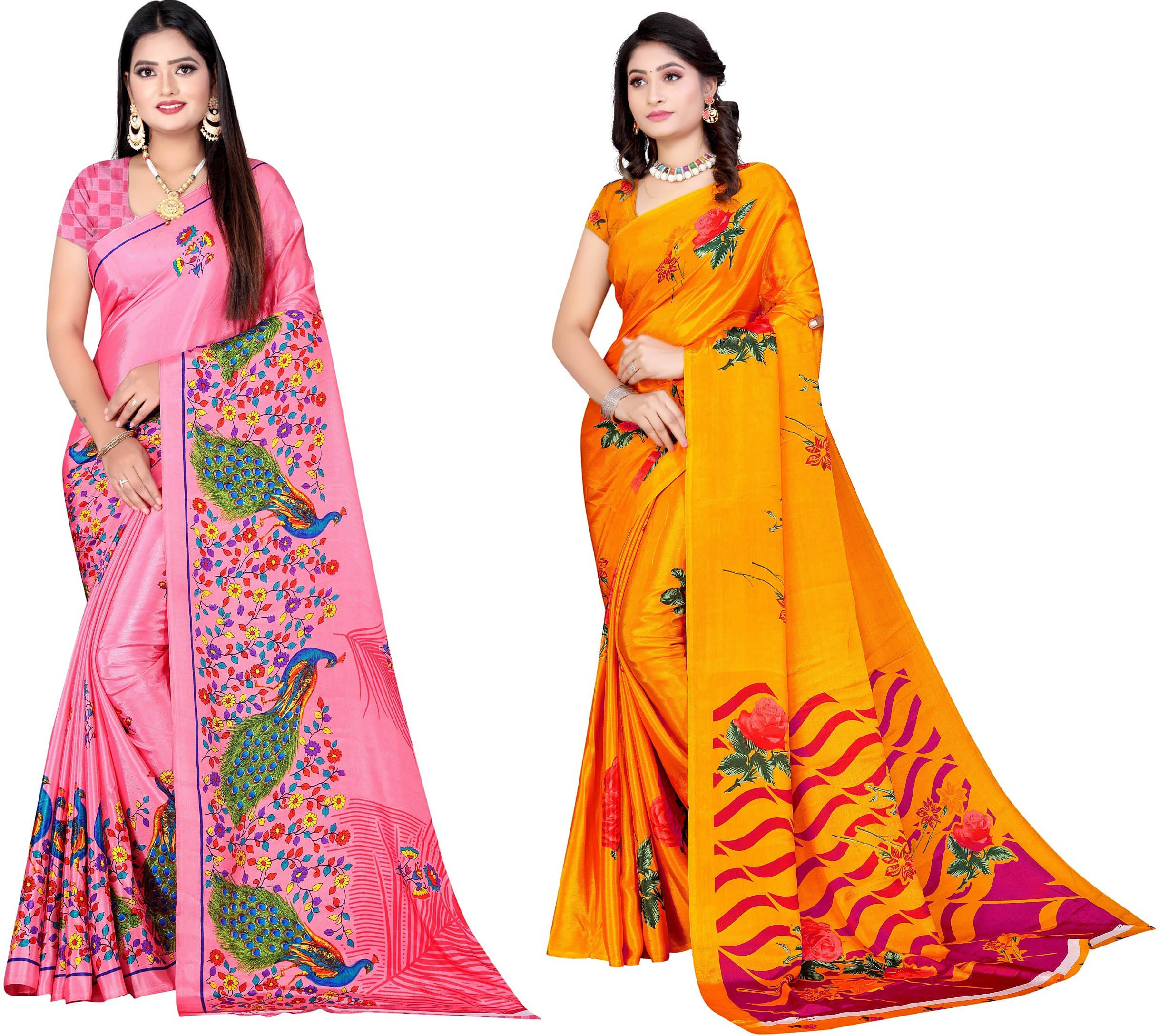 LEELAVATI Crepe Printed Saree With Unstitched Blouse Piece ( Multicolor ) LEELAVATI Crepe Printed Saree With Unstitched Blouse Piece ( Multicolor )