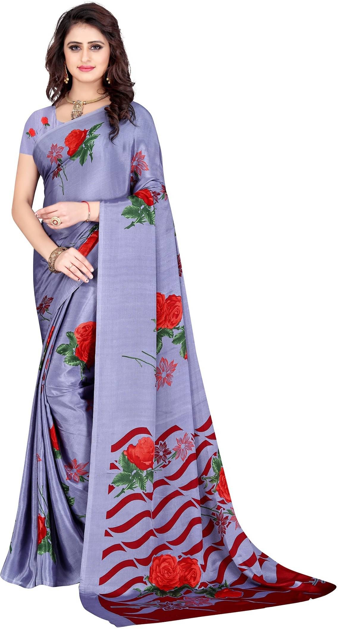 LEELAVATI Crepe Printed Saree With Unstitched Blouse Piece ( Multicolor ) LEELAVATI Crepe Printed Saree With Unstitched Blouse Piece ( Multicolor )