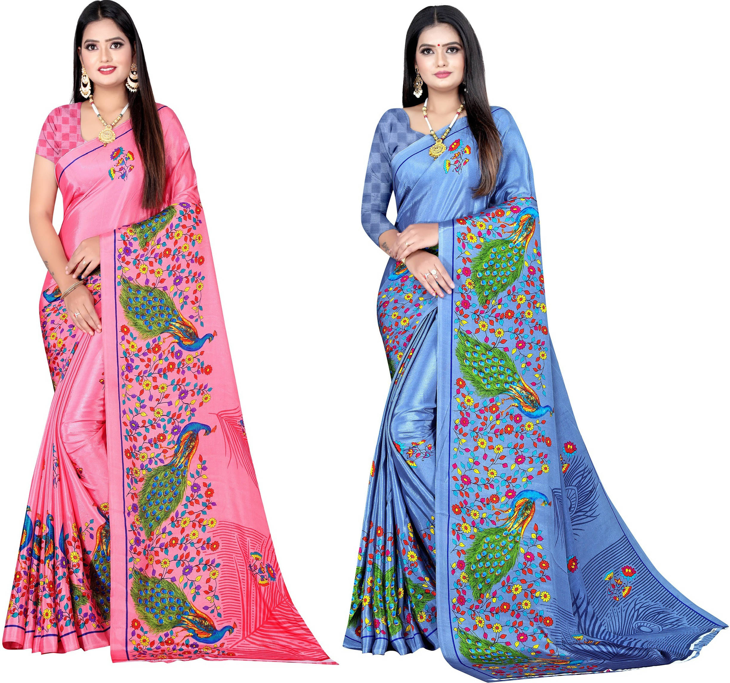     			LEELAVATI Crepe Printed Saree With Unstitched Blouse Piece ( Multicolor )