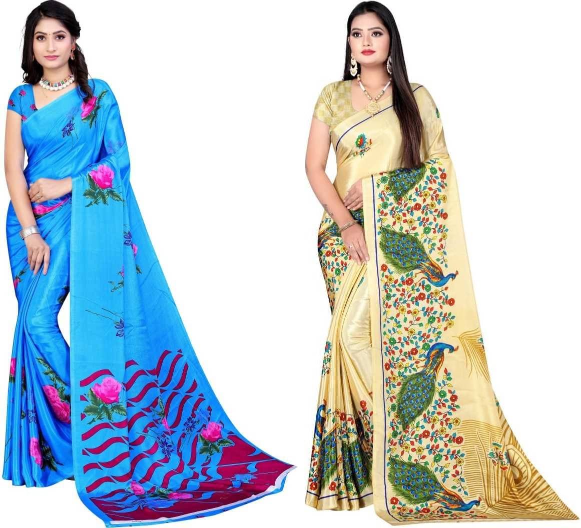     			LEELAVATI Crepe Printed Saree With Unstitched Blouse Piece ( Multicolor )