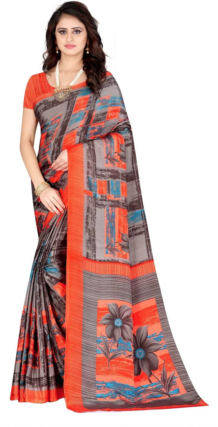 LEELAVATI Crepe Printed Saree With Unstitched Blouse Piece ( Multicolor ) LEELAVATI Crepe Printed Saree With Unstitched Blouse Piece ( Multicolor )