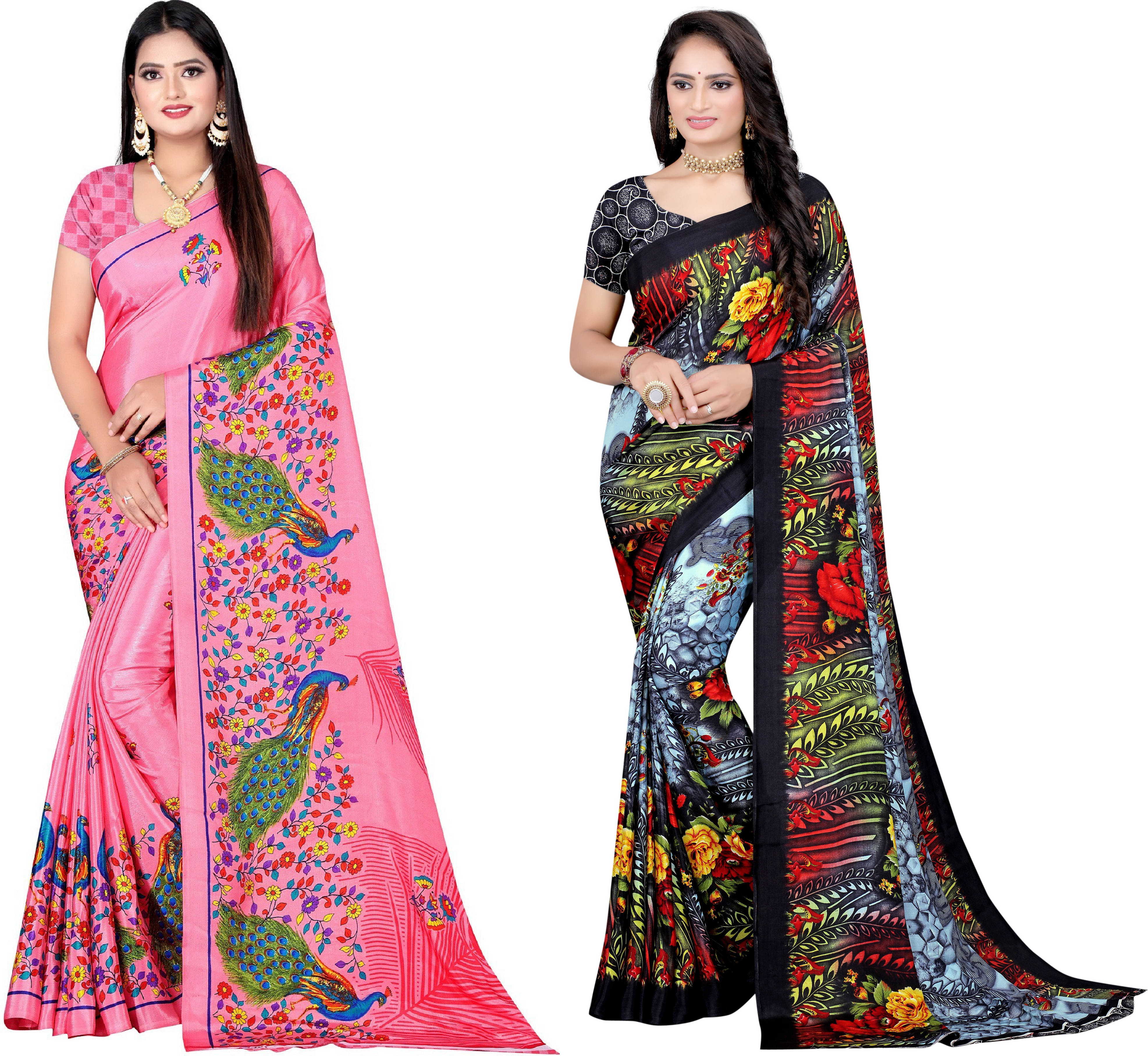     			LEELAVATI Crepe Printed Saree With Unstitched Blouse Piece ( Multicolor )