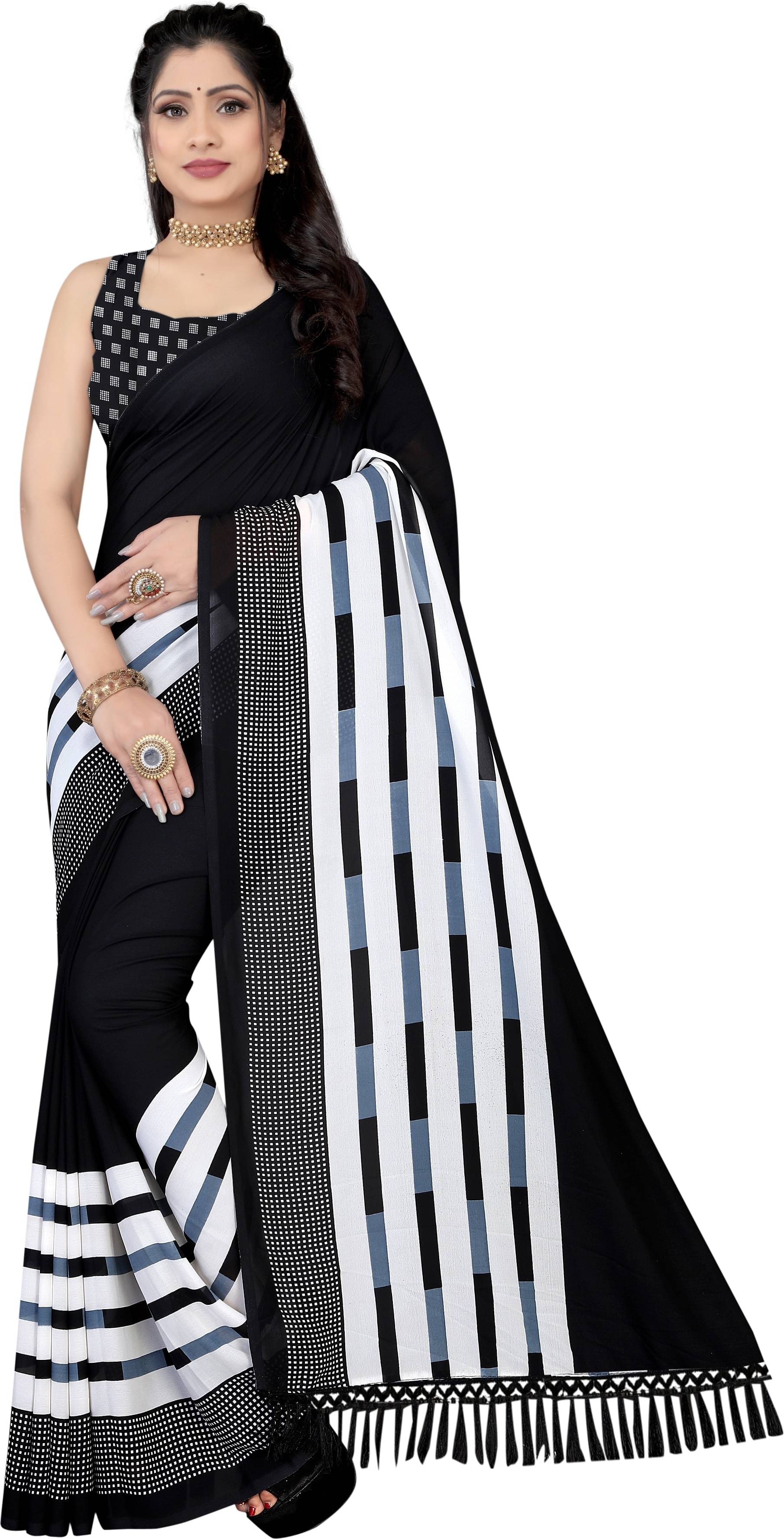     			LEELAVATI Georgette Embroidered Saree With Unstitched Blouse Piece ( Multicolor )