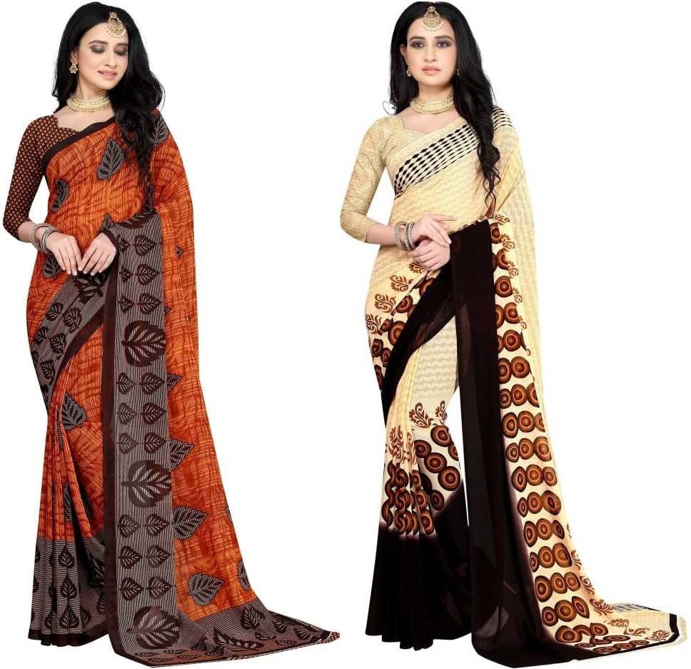     			LEELAVATI Georgette Printed Saree With Unstitched Blouse Piece ( Multicolor )