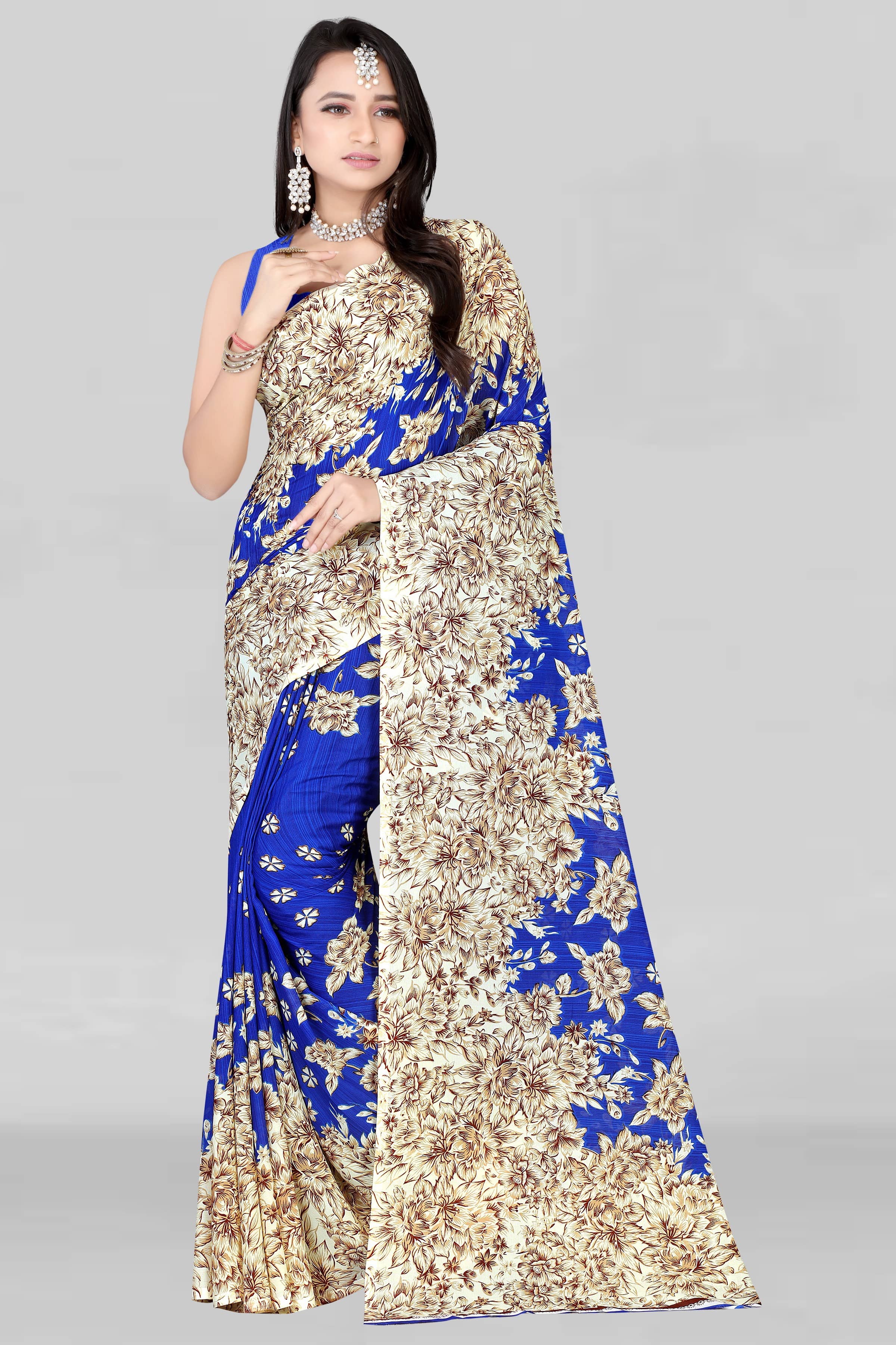 LEELAVATI Georgette Printed Saree With Unstitched Blouse Piece ( Multicolor )