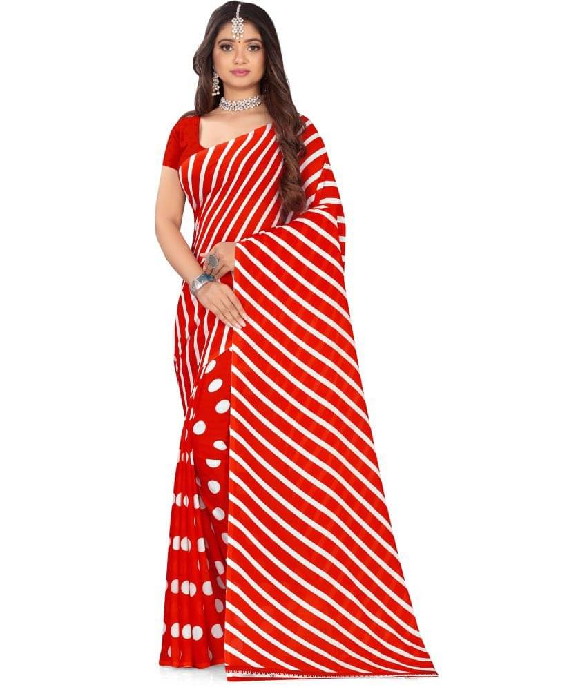 LEELAVATI Georgette Printed Saree With Unstitched Blouse Piece ( Red ) LEELAVATI Georgette Printed Saree With Unstitched Blouse Piece ( Red )
