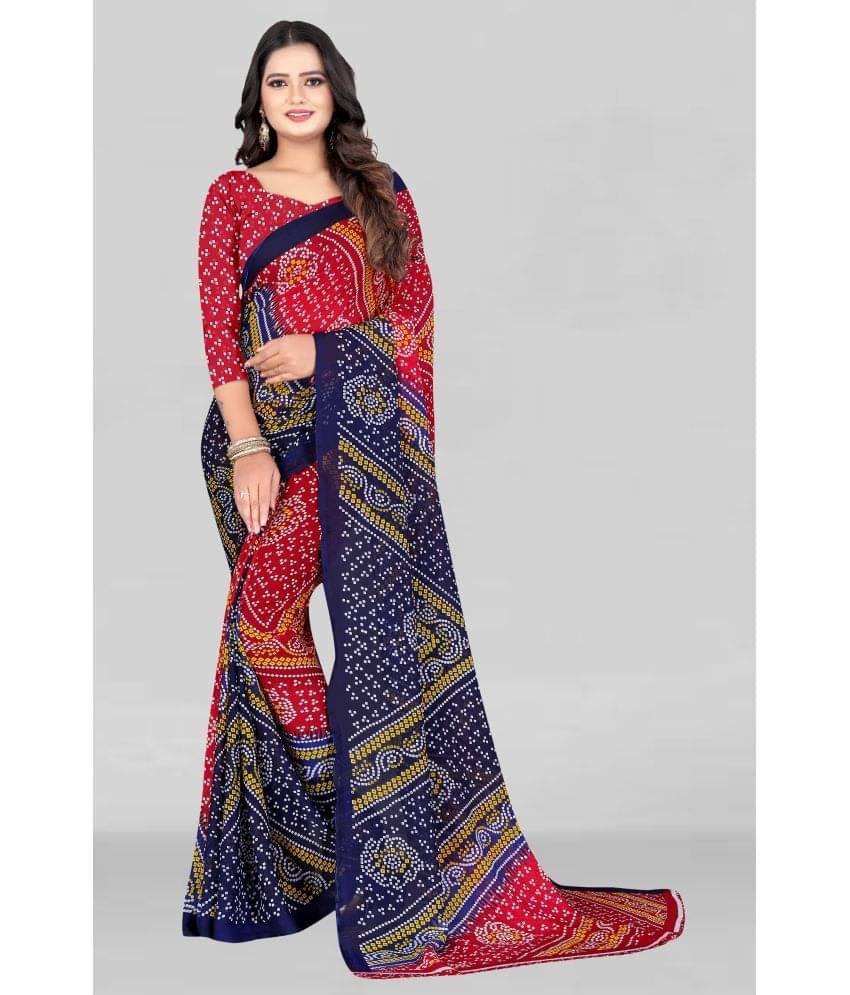     			LEELAVATI Georgette Printed Saree With Unstitched Blouse Piece ( Red )