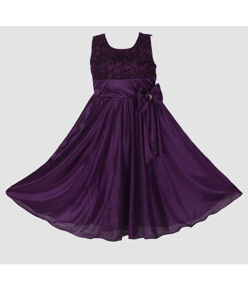     			9stiches - Purple Lycra Girls Frock ( Pack of 1 )