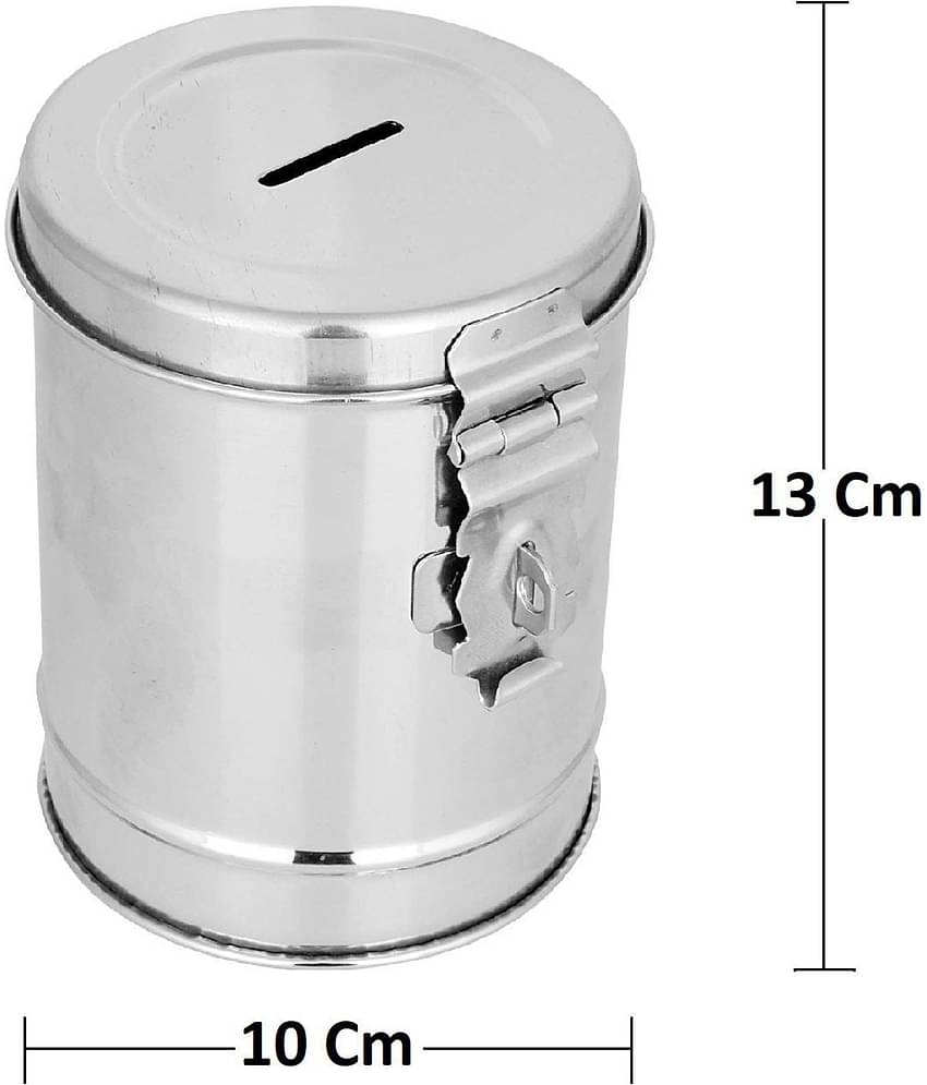 Alphonso - Stainless Steel Silver Piggy Bank ( Pack of 1 )