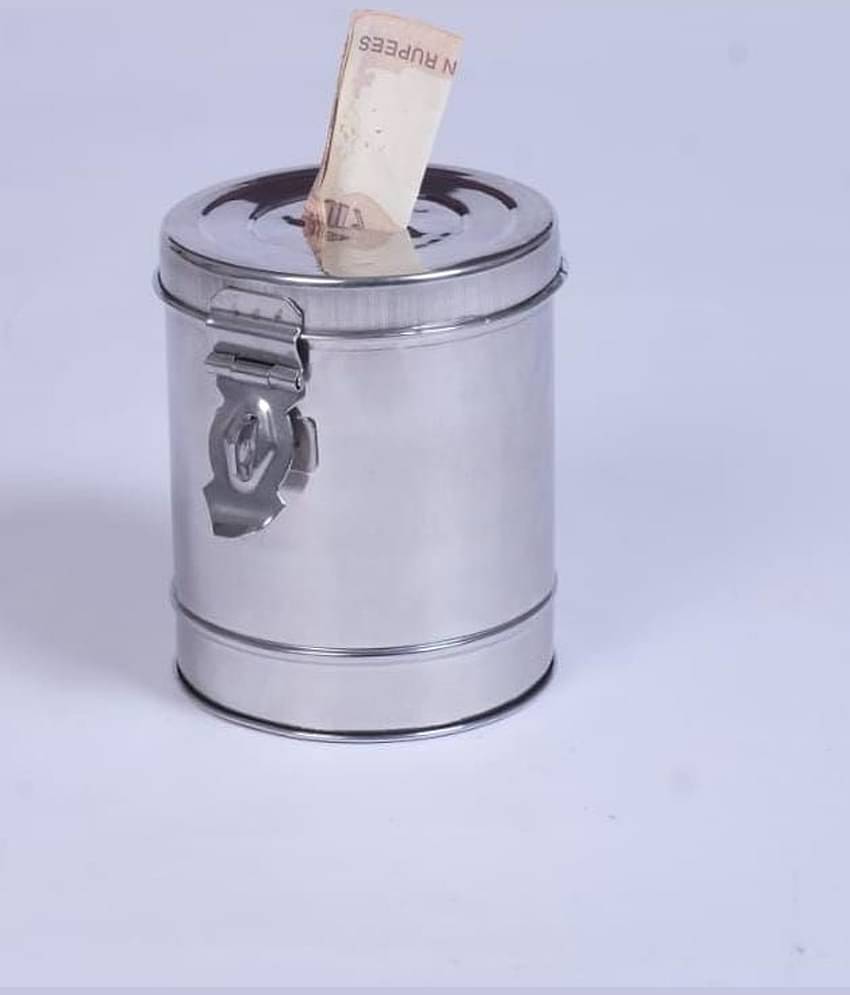 Alphonso - Stainless Steel Silver Piggy Bank ( Pack of 1 )