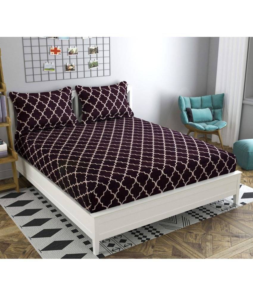     			Apala Microfiber Abstract Double Bedsheet with 2 Pillow Covers - Brown
