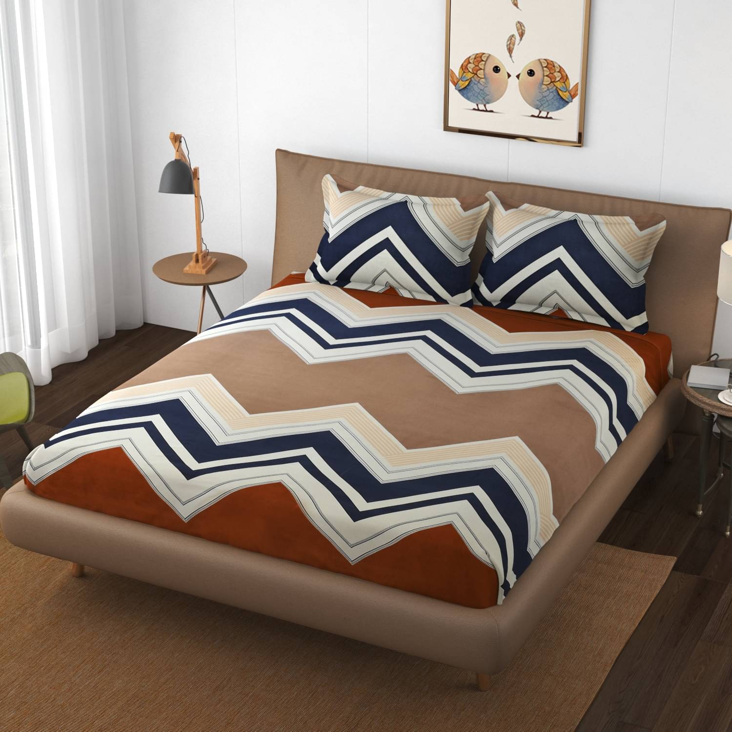 Apala Microfiber Abstract Double Bedsheet with 2 Pillow Covers - Brown Apala Microfiber Abstract Double Bedsheet with 2 Pillow Covers - Brown